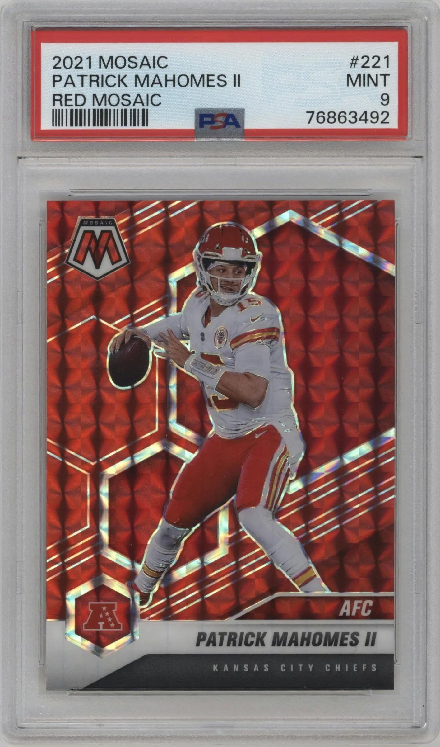 2021 Panini Mosaic Patrick Mahomes II Red Mosaic #221 PSA 9