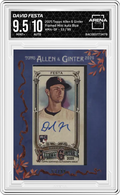 2025 Topps Allen & Ginter Framed Mini Auto David Festa Blue Framed #MA-DF ARENA CLUB 9.5