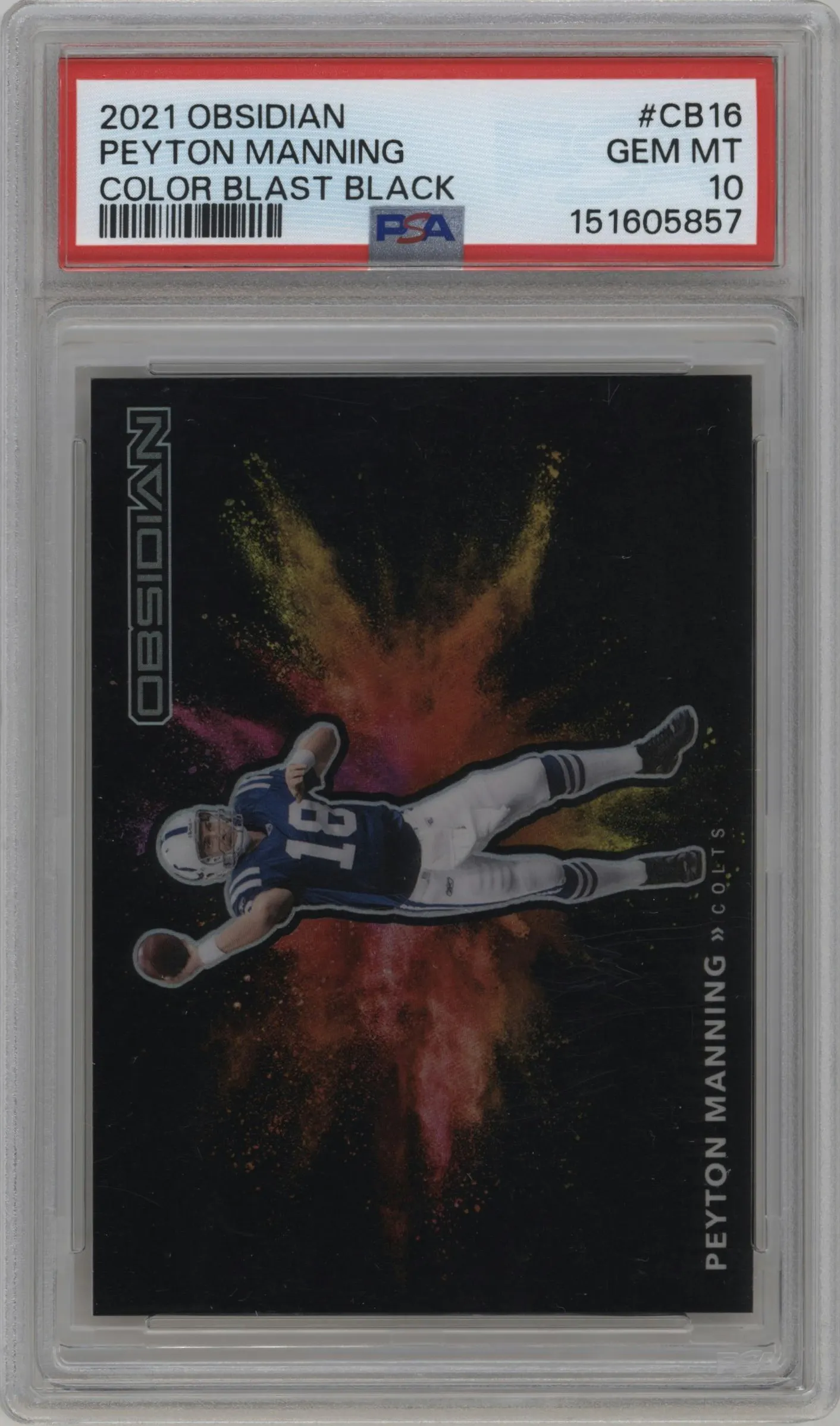 2021 Panini Obsidian Color Blast Black Peyton Manning #CB-16 PSA 10