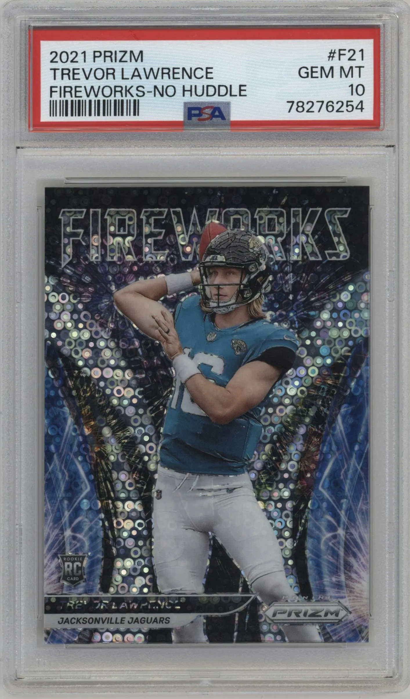 2021 Panini Prizm Fireworks Trevor Lawrence No Huddle #F-21 PSA 10