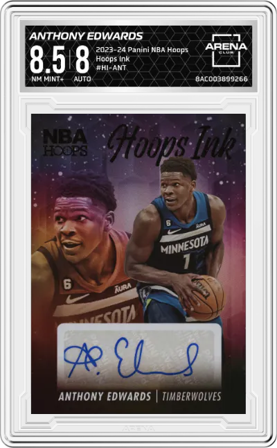 2023 Panini NBA Hoops Hoops Ink Anthony Edwards #HI-ANT ARENA CLUB 8.5