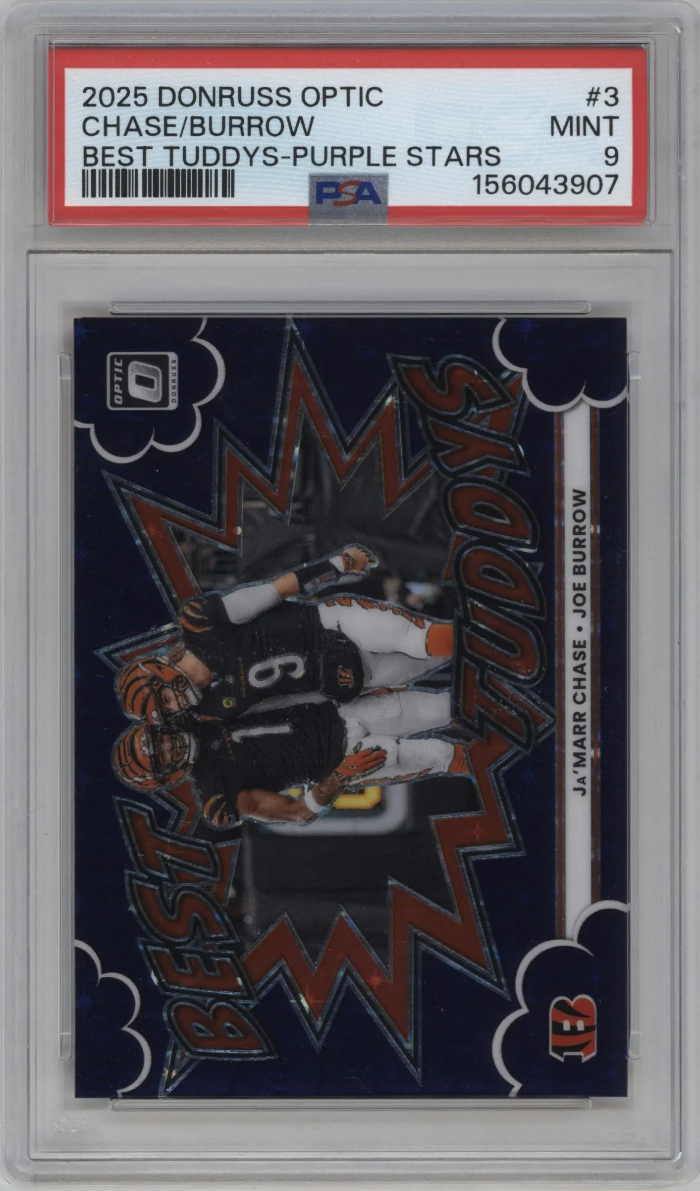 2025 Donruss Optic Best Tuddys Ja'Marr Chase/Joe Burrow Purple Stars #3 PSA 9