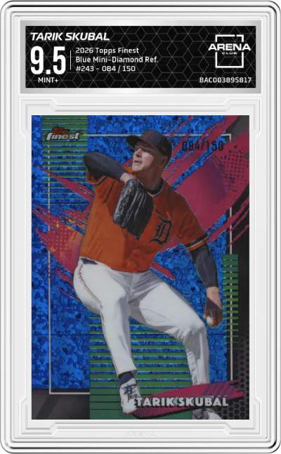 2026 Topps Finest Tarik Skubal Blue Mini-Diamond Refractors #243 ARENA CLUB 9.5