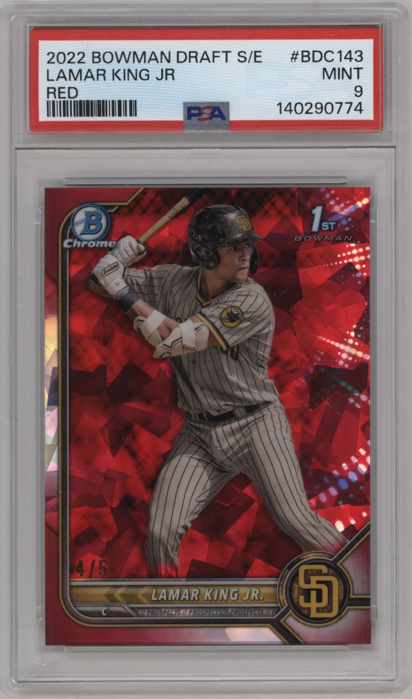 2022 Bowman Draft Sapphire Edition Chrome Lamar King Jr. Red PSA 9