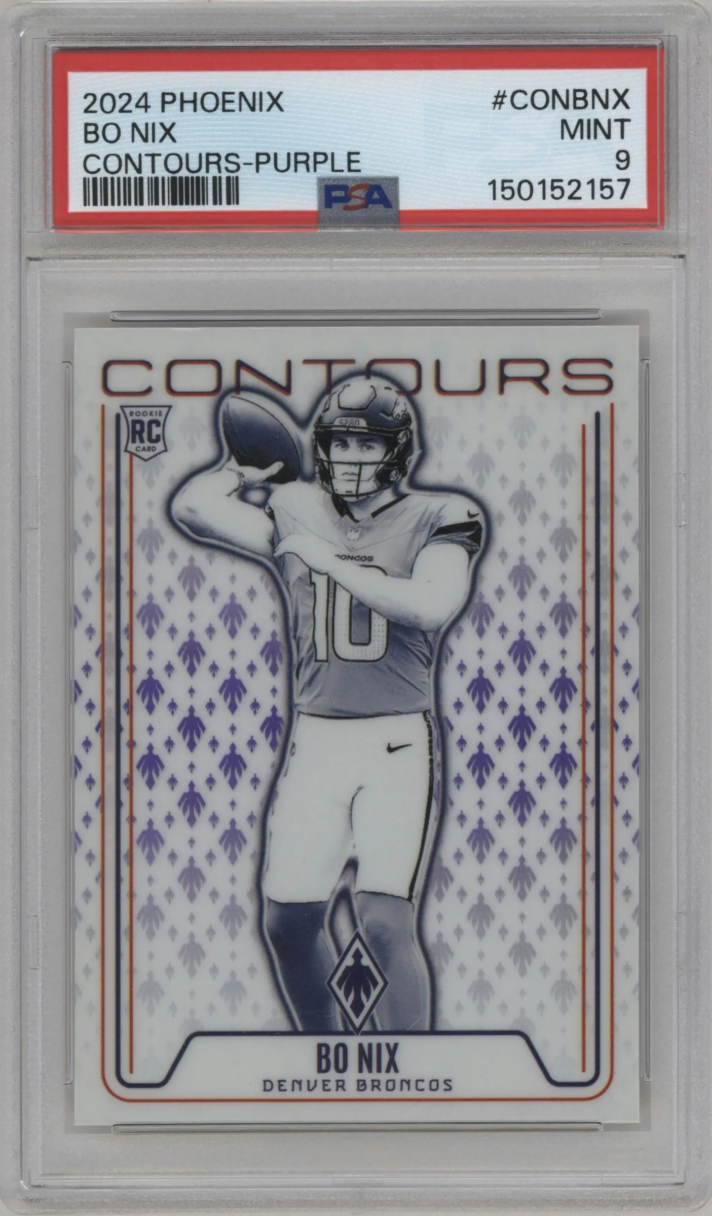 2024 Panini Phoenix Contours Bo Nix Purple #CON-BNX PSA 9