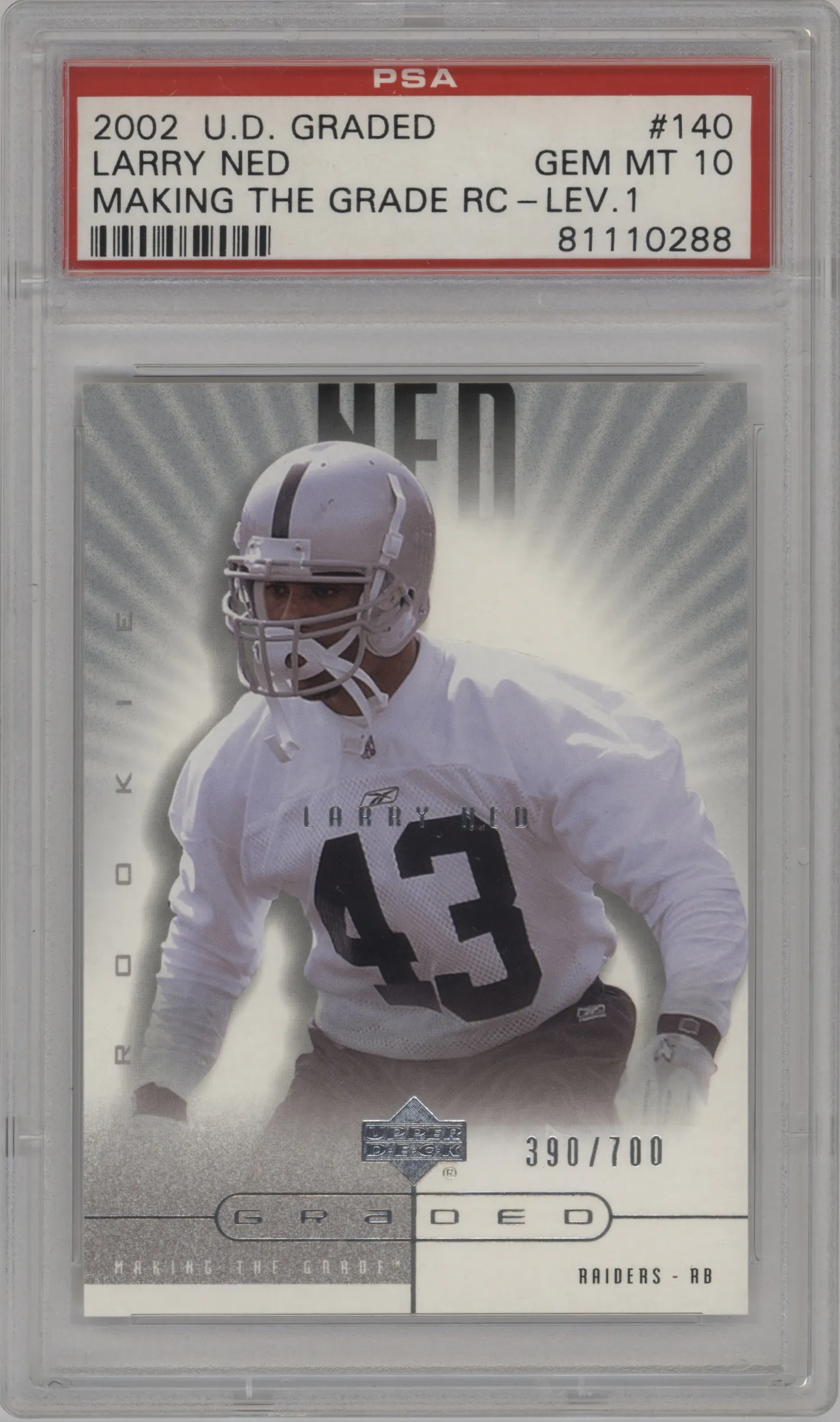 2002 Upper Deck Graded Larry Ned #140 PSA 10