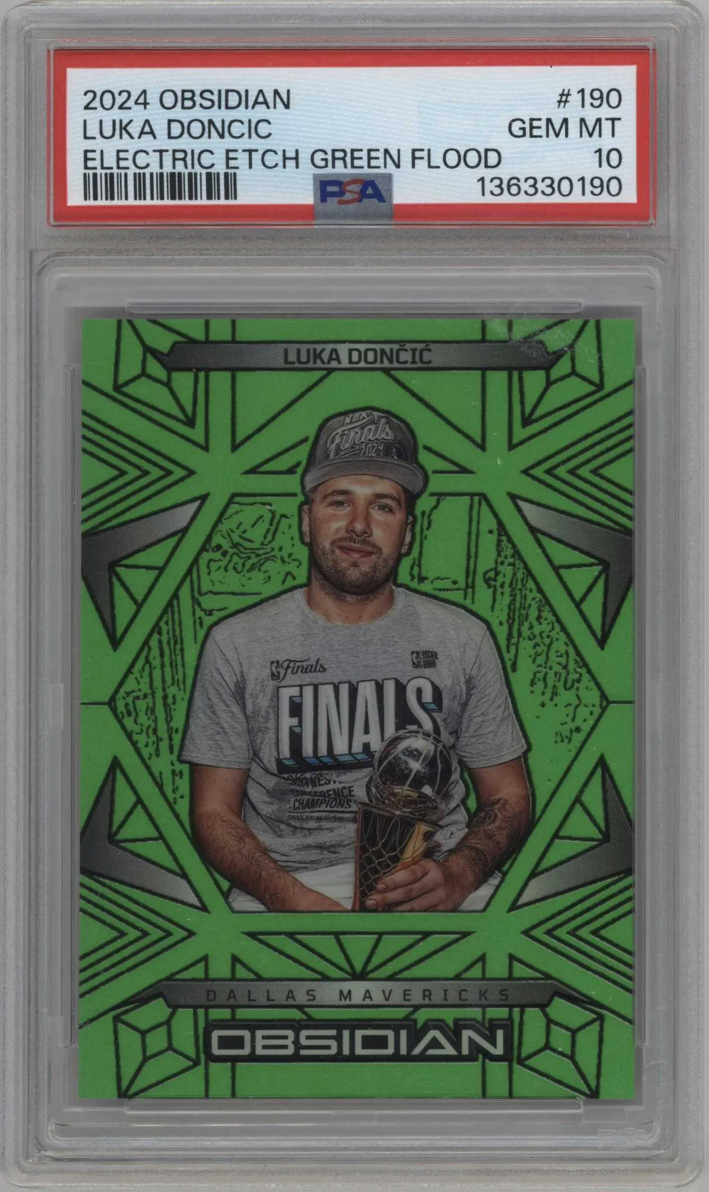 2024 Panini Obsidian Luka Doncic Electric Etch Green Flood #190 PSA 10