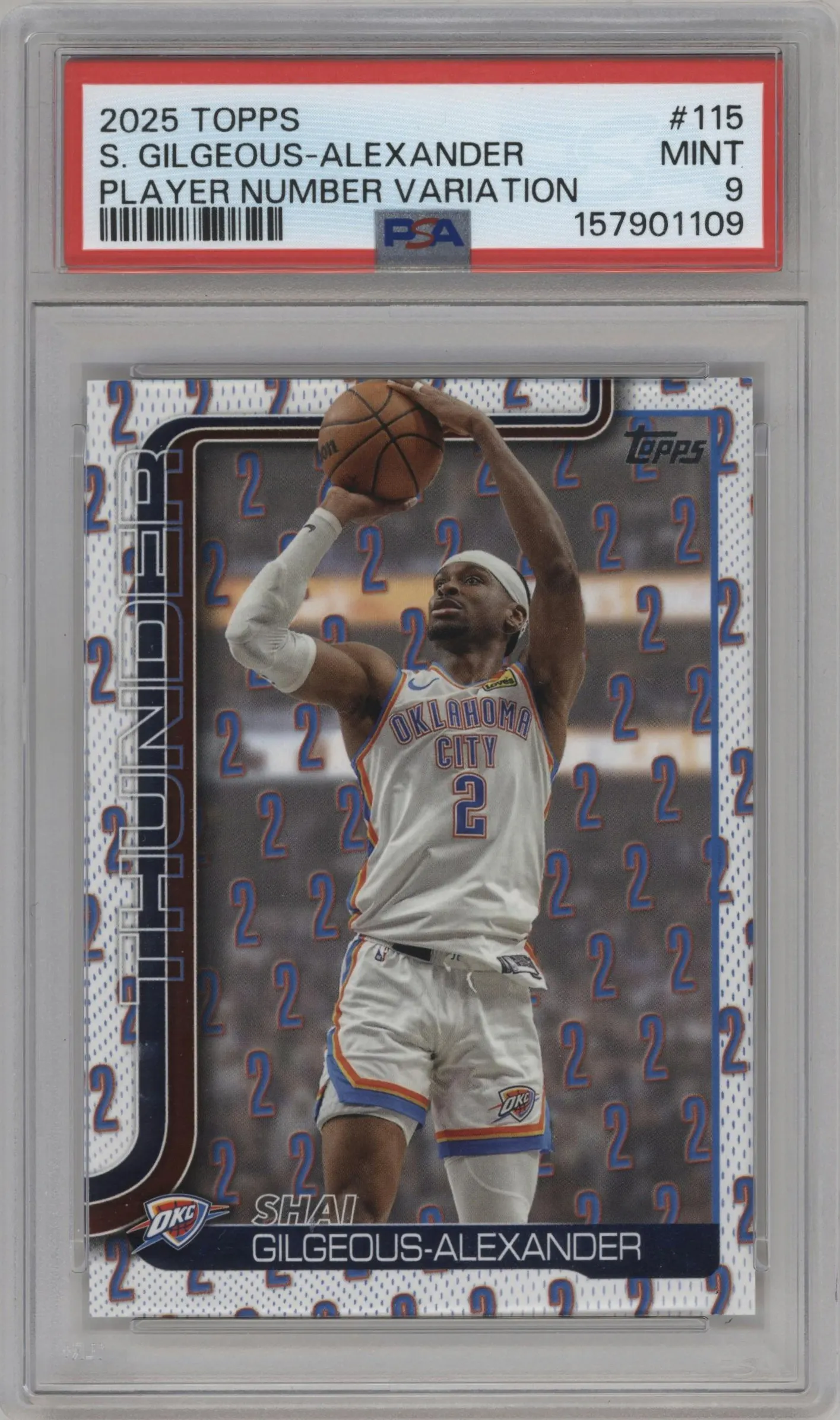 2025 Topps Player Number Var. Shai Gilgeous-Alexander #115 PSA 9