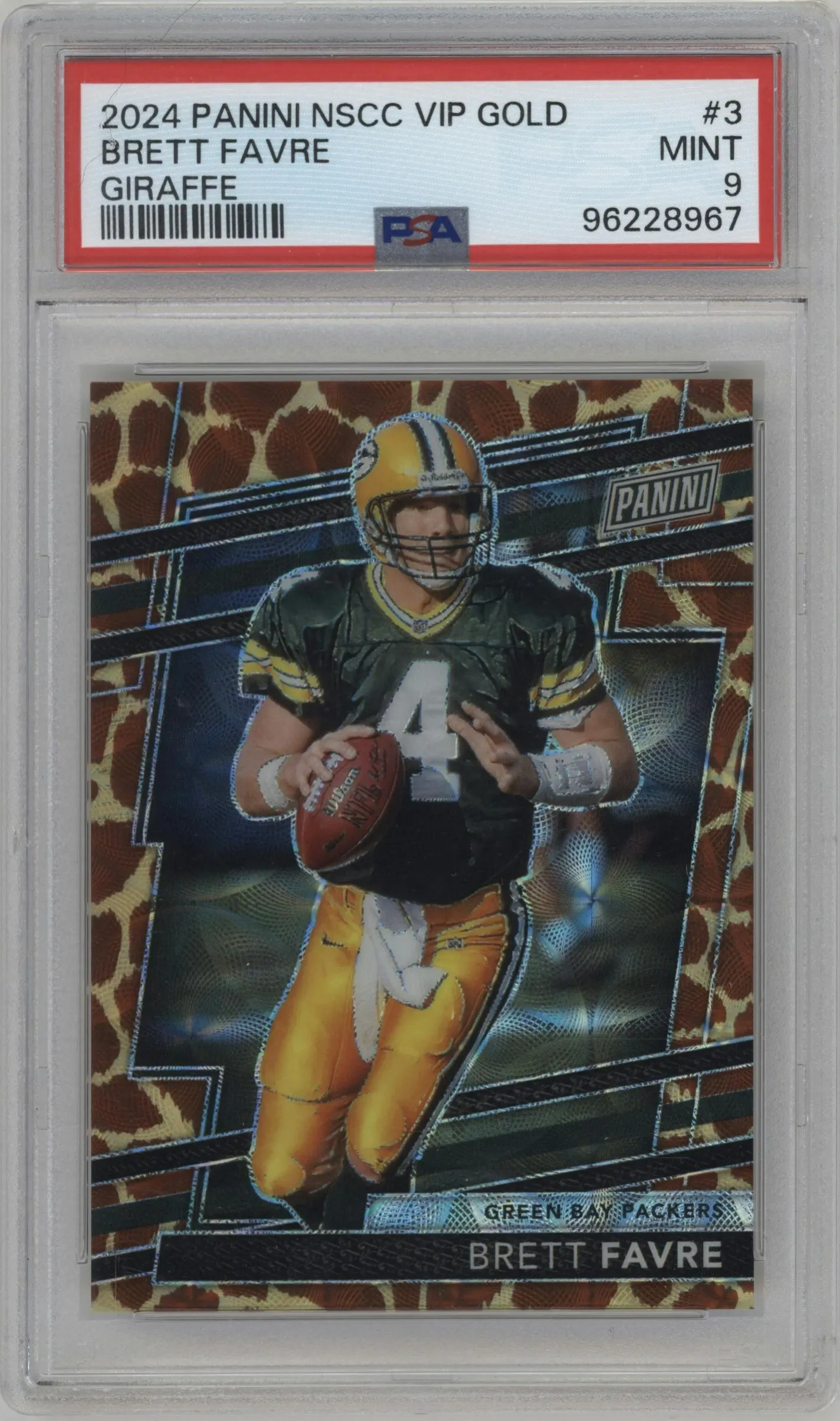 2024 Panini The National VIP Gold Pack Brett Favre Giraffe #3 PSA 9