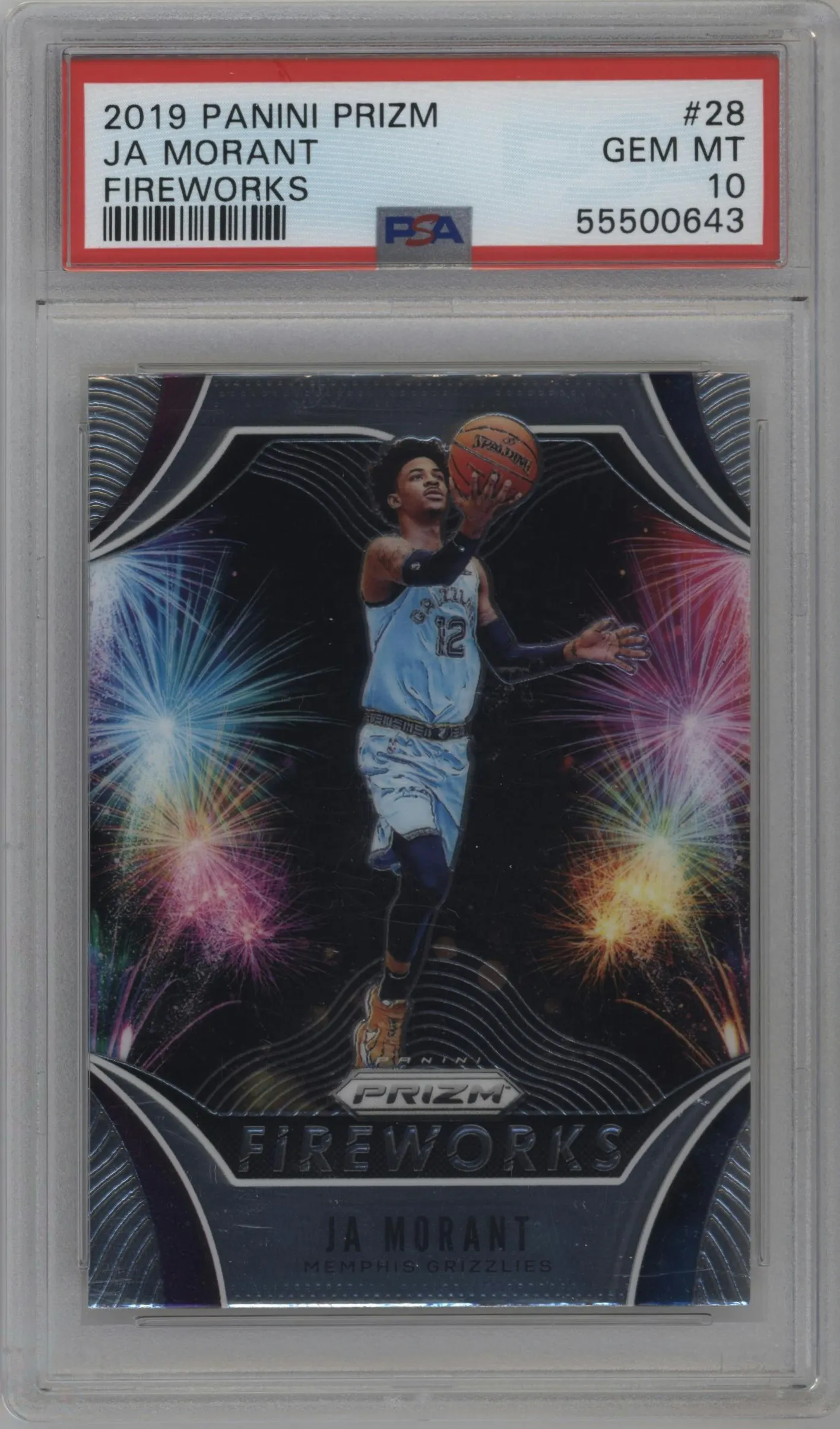 2019 Panini Prizm Fireworks Ja Morant #28 PSA 10