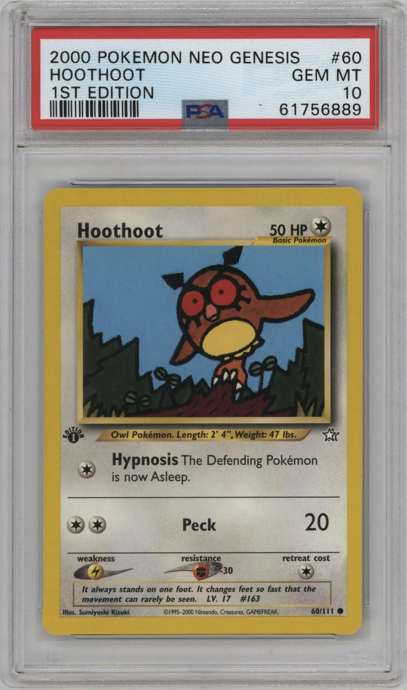 2000 Pokemon Neo Genesis Hoothoot #60 PSA 10