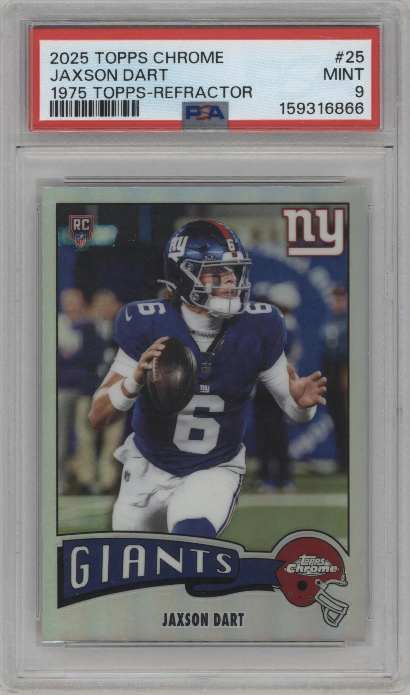 2025 Topps Chrome 1975 Topps Jaxson Dart Refractor #1975-25 PSA 9
