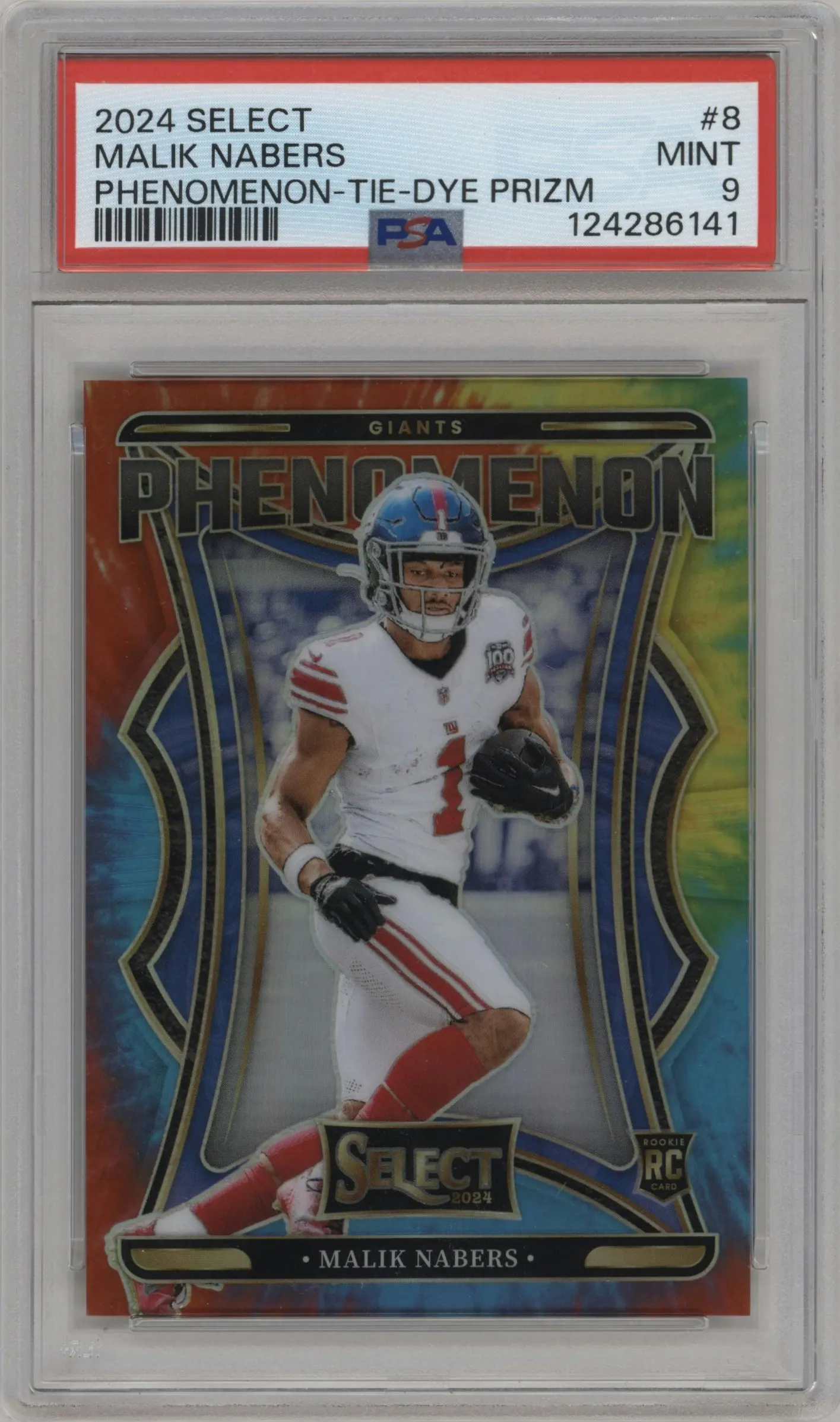 2024 Panini Select Phenomenon Malik Nabers Tie-Dye #8 PSA 9
