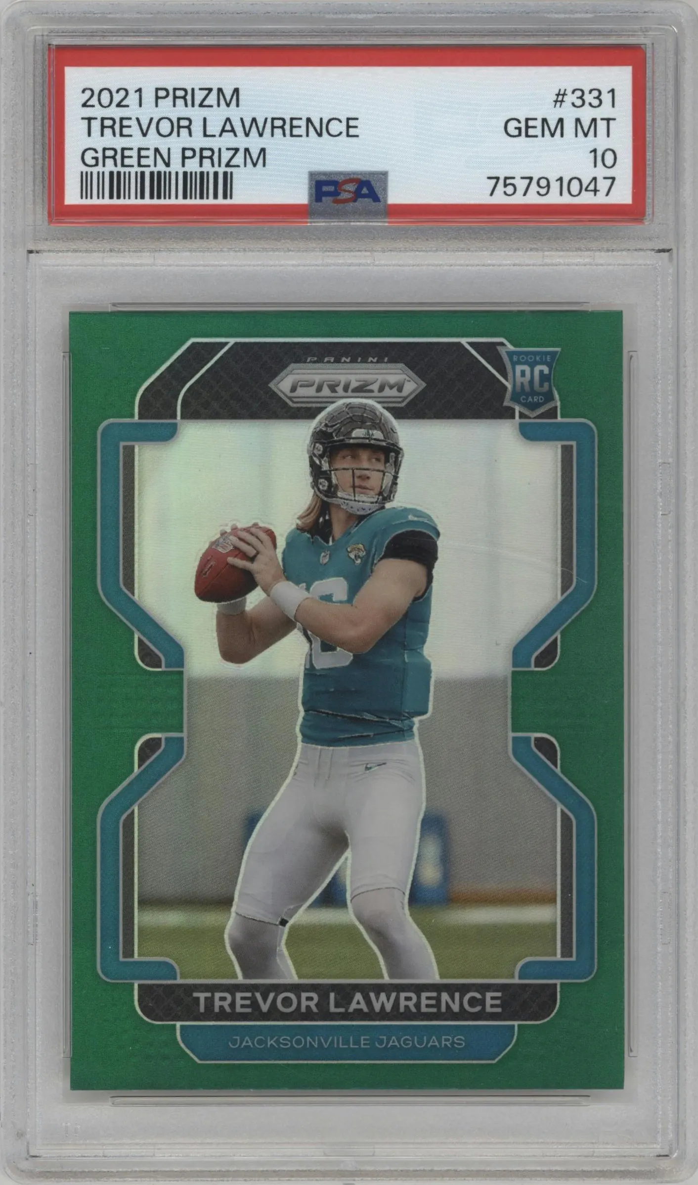 2021 Panini Prizm Trevor Lawrence Green Prizm #331 PSA 10