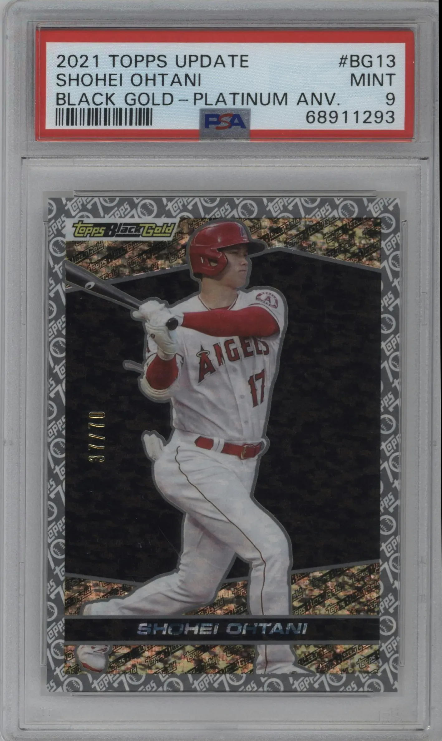 2021 Topps Update Black Gold Shohei Ohtani Platinum Anniversary #BG-13 PSA 9