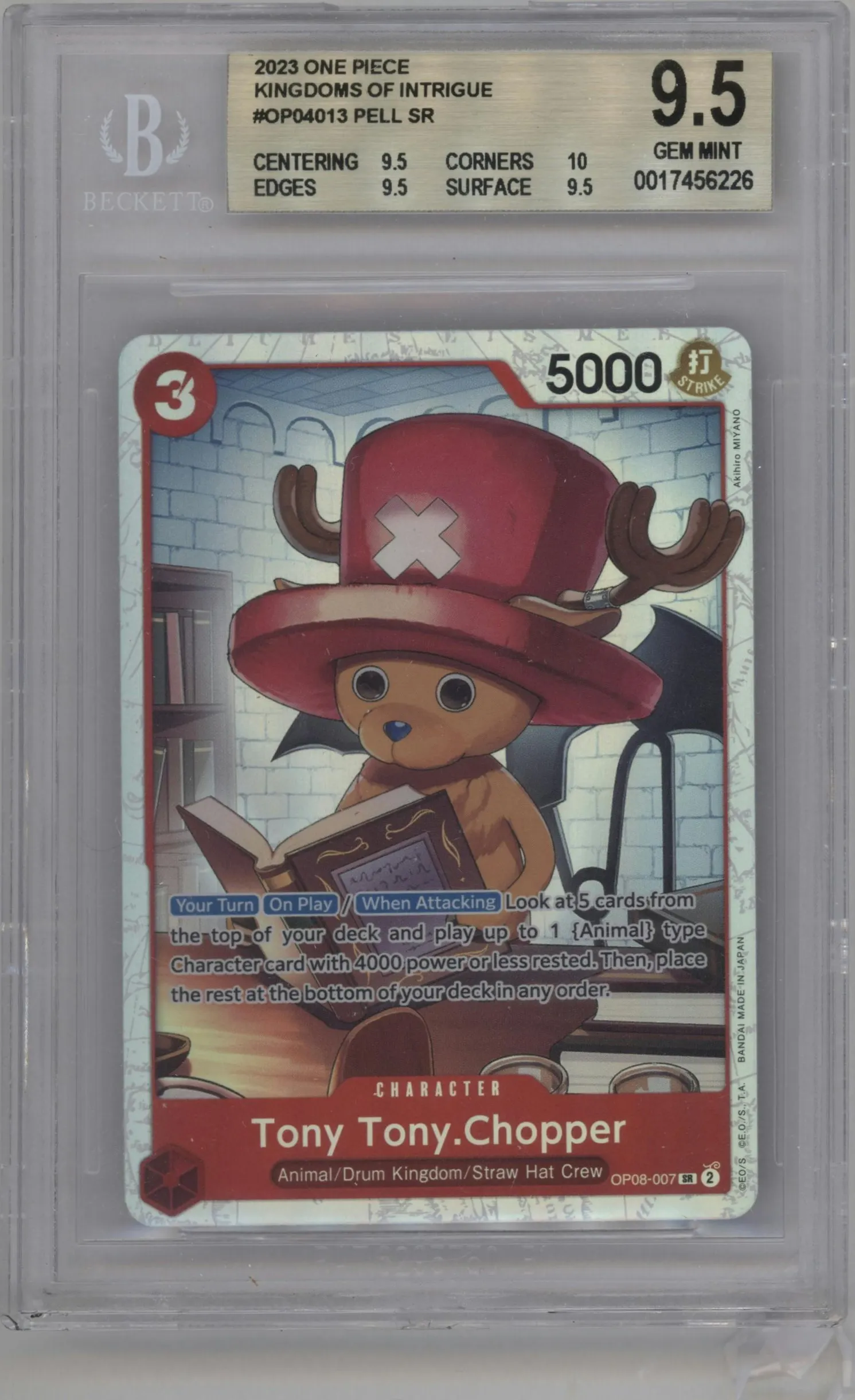 2024 One Piece Two Legends Tony Tony.Chopper SR #OP08-007 SR BGS 9.5
