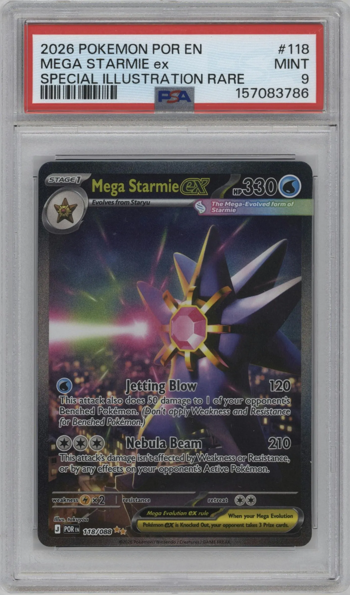 2026 Pokemon Mega Evolution Perfect Order Mega Starmie ex #118 PSA 9