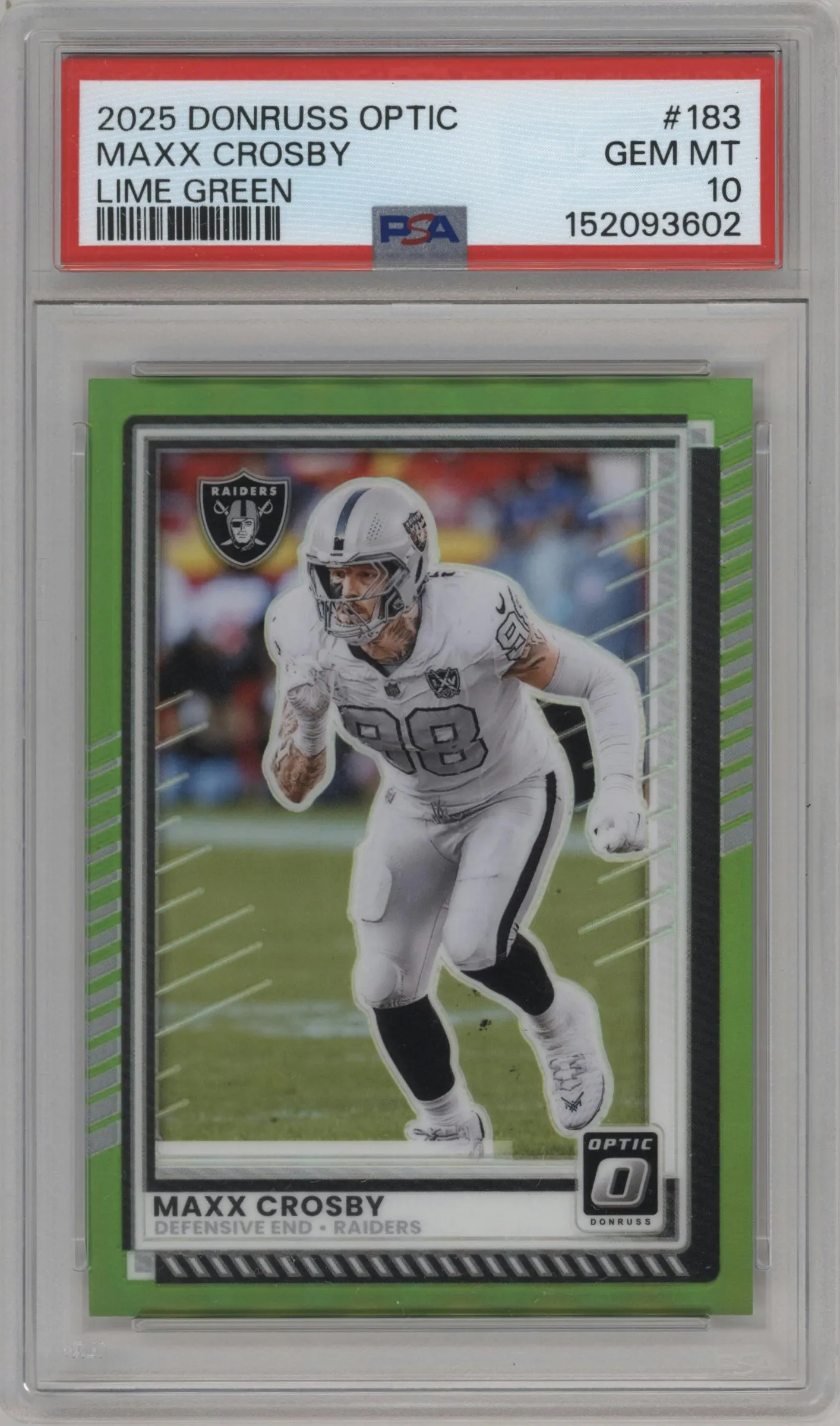 2025 Donruss Optic Maxx Crosby Lime Green #183 PSA 10