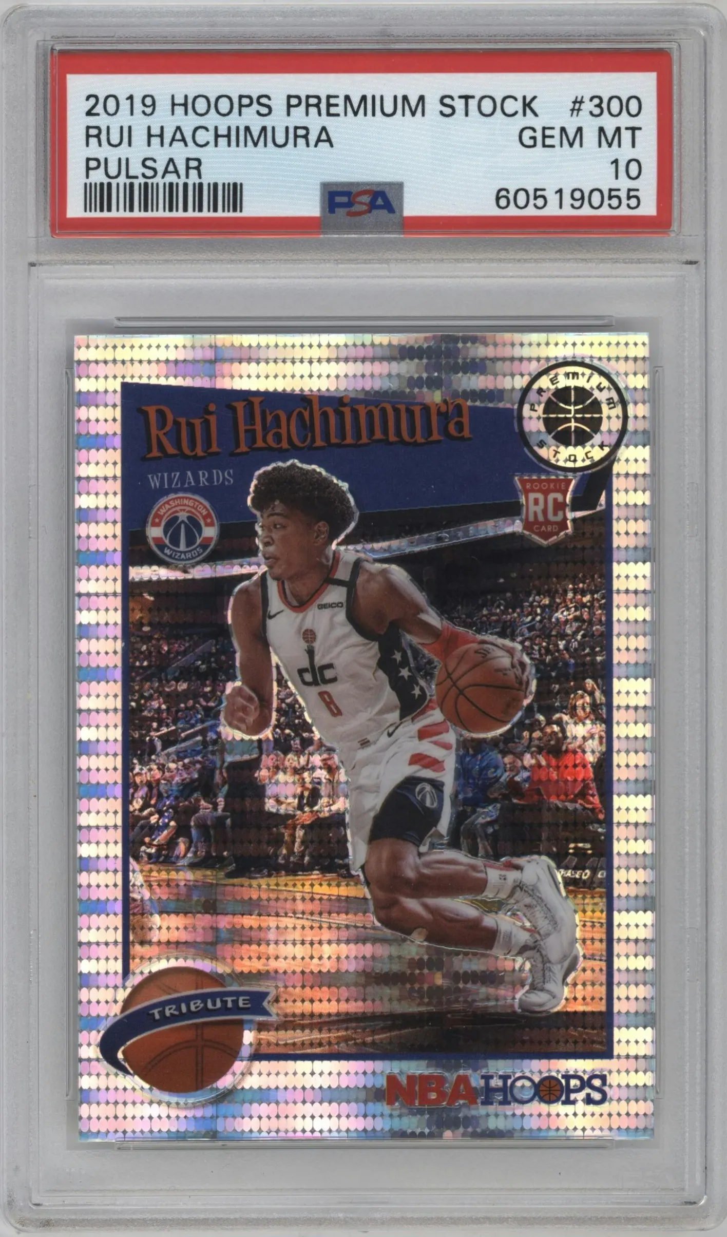 2019 Panini Hoops Premium Stock Tribute Rui Hachimura Pulsar #300 PSA 10