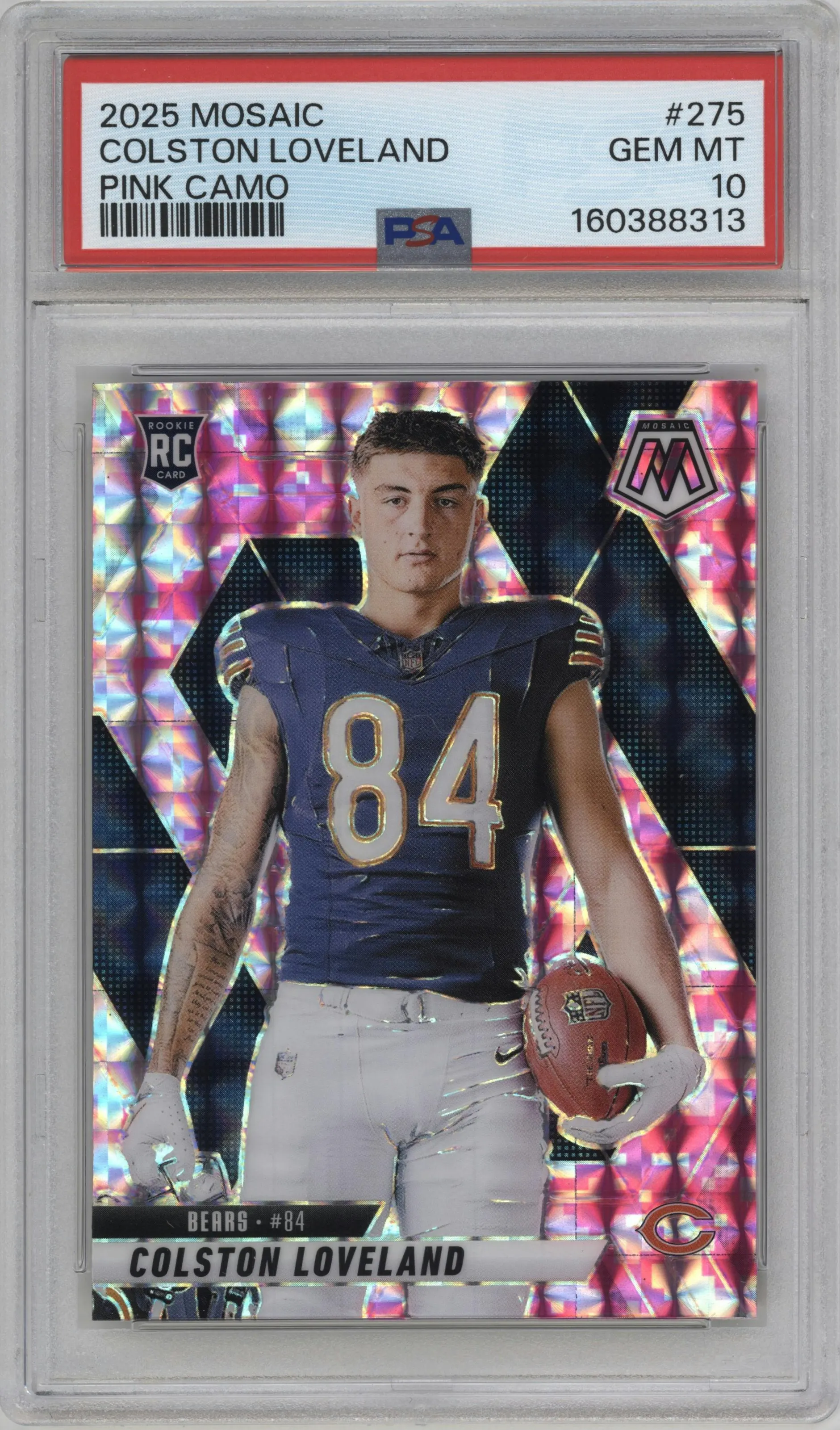 2025 Panini Mosaic Rke.Variation Colston Loveland Pink Camo #275 PSA 10