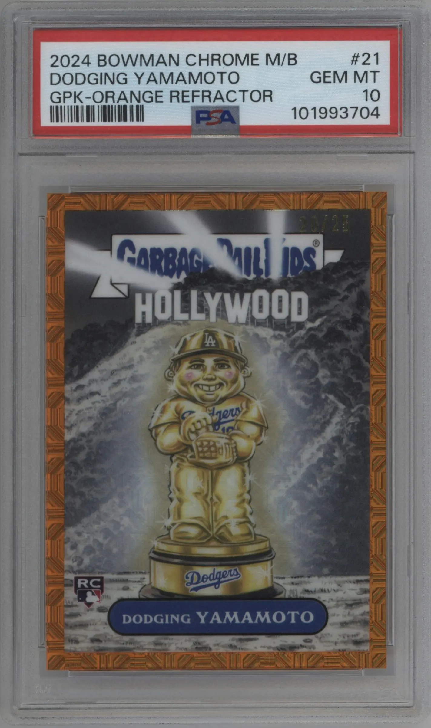 2024 Bowman Chrome Mega Box GPK Dodging Yamamoto Orange Mojo Refractor #BGP-21 PSA 10