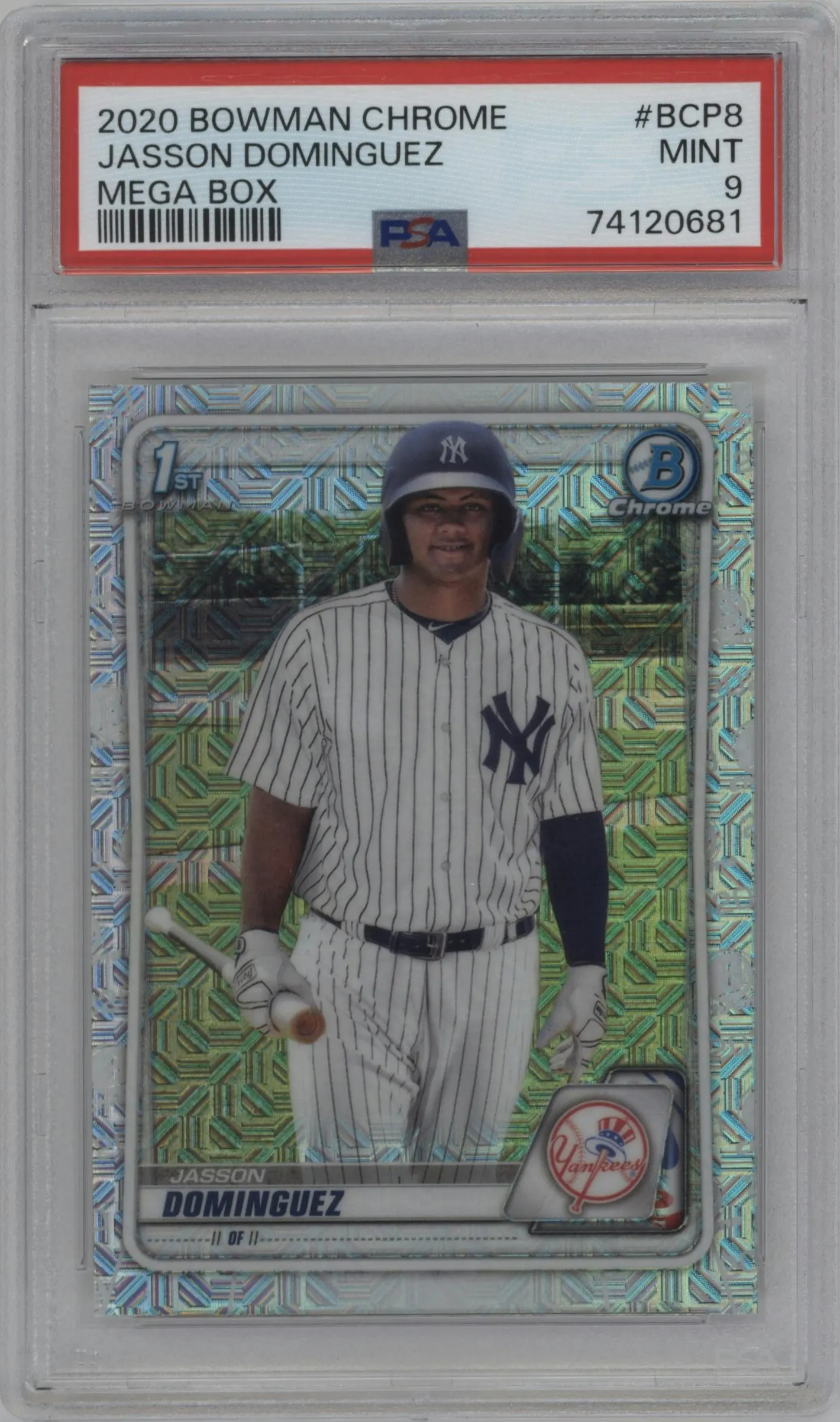 2020 Bowman Mega Box Chrome Chrome Prospect Jasson Dominguez #BCP-8 PSA 9