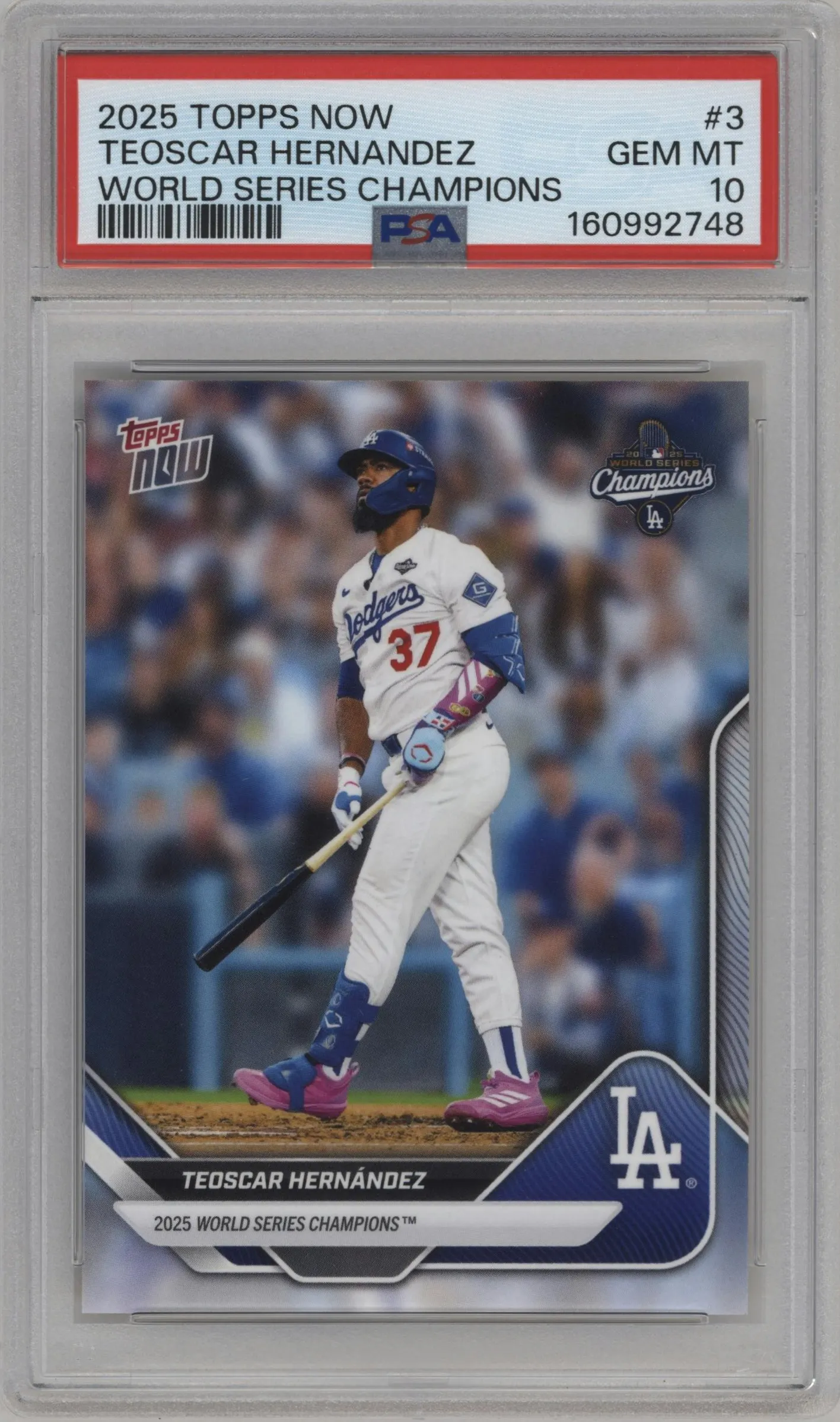 2025 Topps Now World Series Champions Los Angeles Dodgers Teoscar Hernandez #WS-3 PSA 10