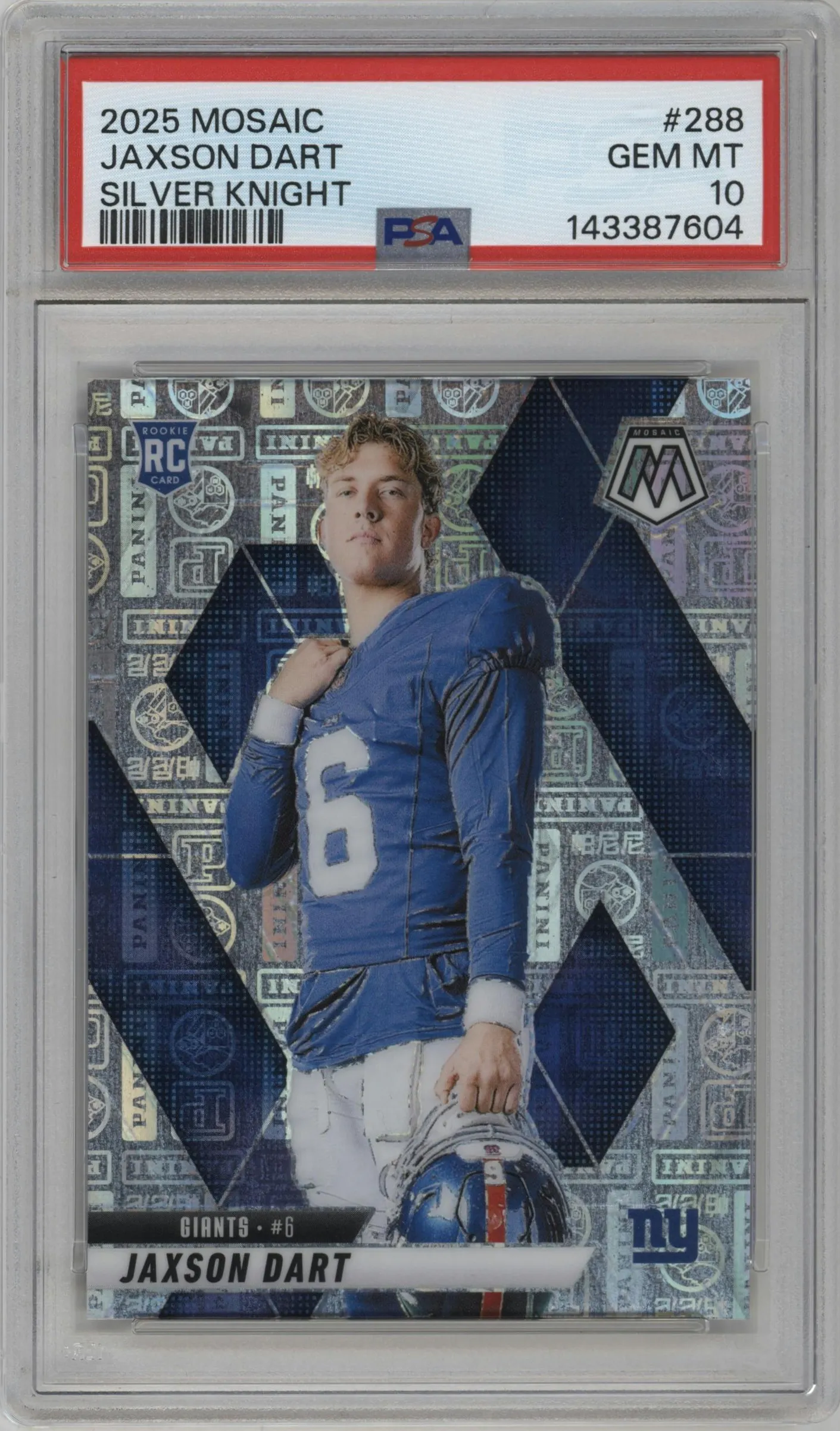 2025 Panini Mosaic Rke.Variation Jaxson Dart Silver Knight #288 PSA 10