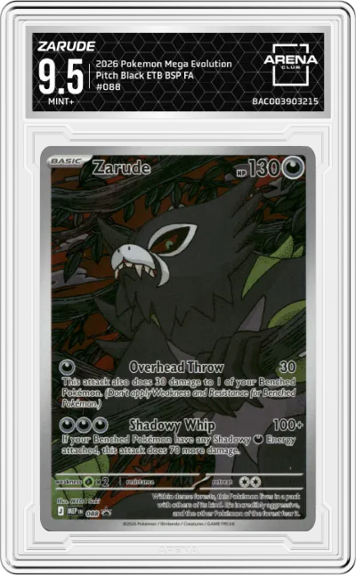 2026 Pokemon Mega Evolution Zarude Pitch Black Elite Trainer Box #088 ARENA CLUB 9.5