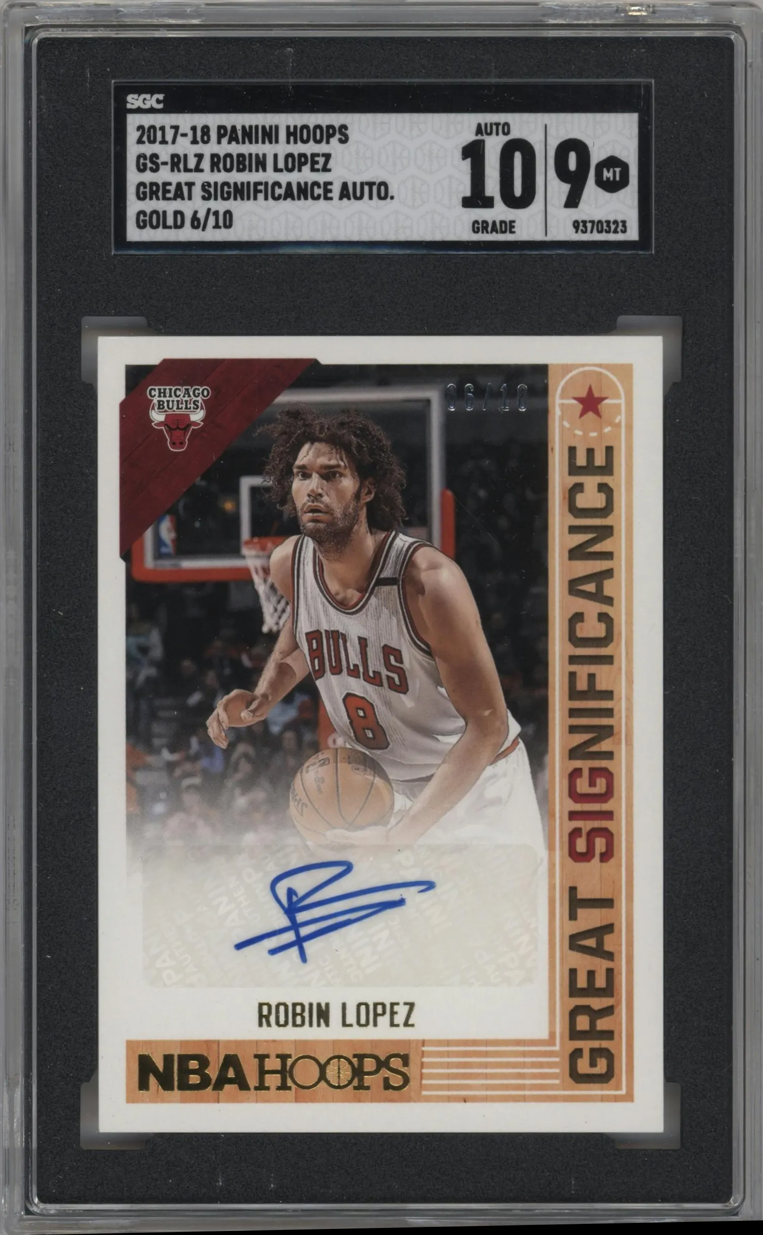 2017 Panini NBA Hoops Great SIGnificance Auto Robin Lopez Gold #GS-RLZ SGC 9