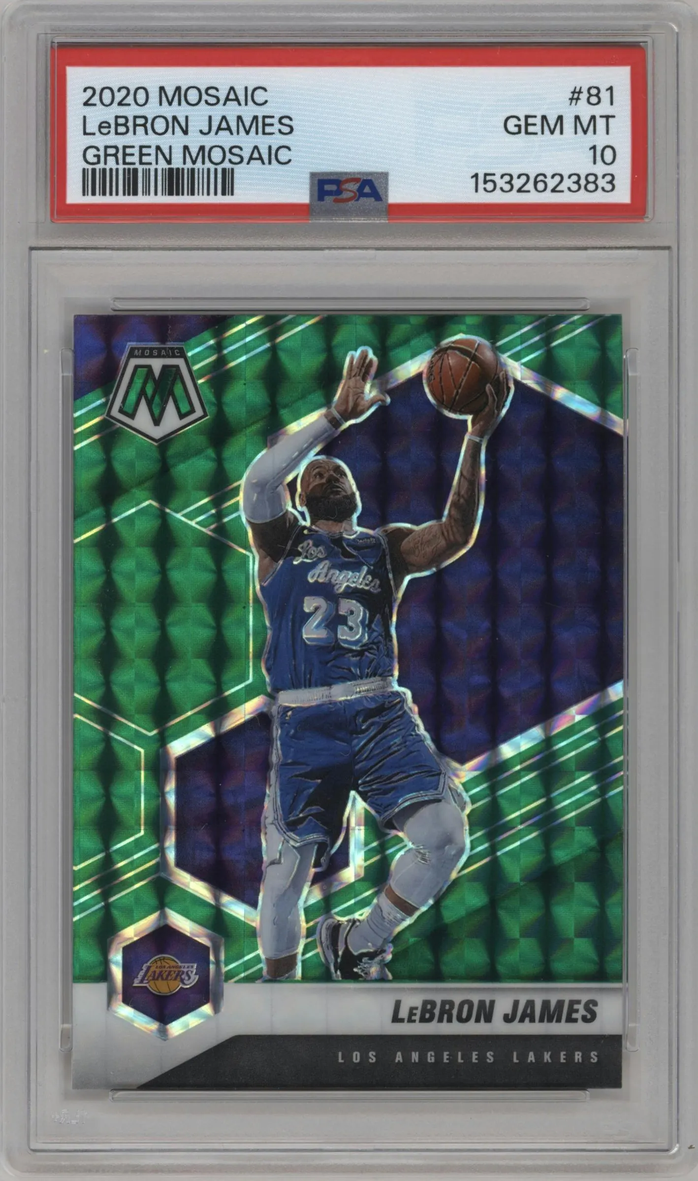 2020 Panini Mosaic LeBron James Green Mosaic #81 PSA 10
