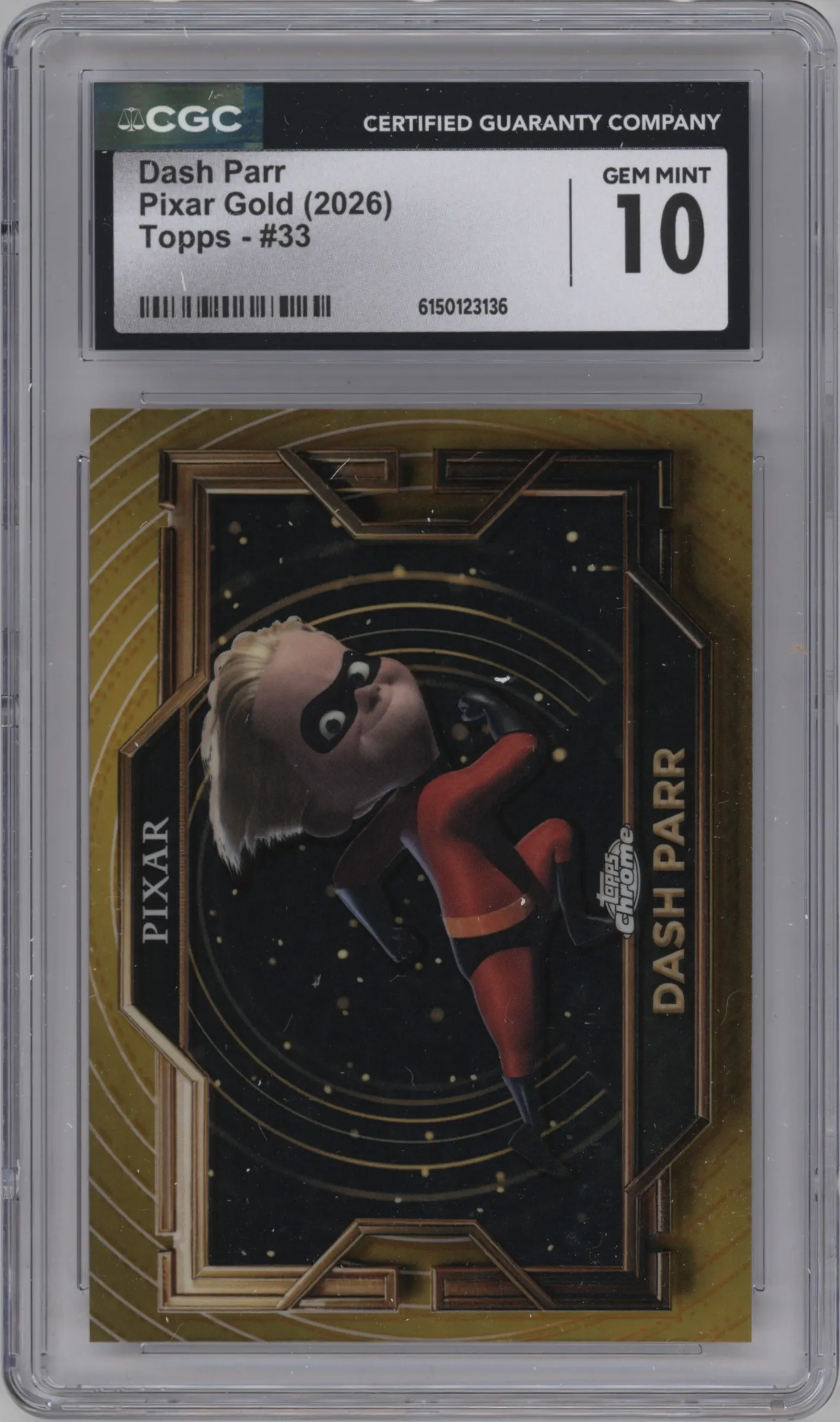 2025 Topps Pixar Gold Dash Parr CGC 10