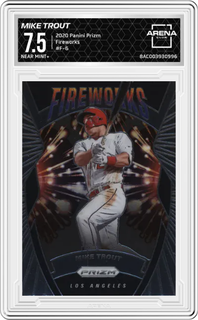 2020 Panini Prizm Fireworks Mike Trout #F-6 ARENA CLUB 7.5