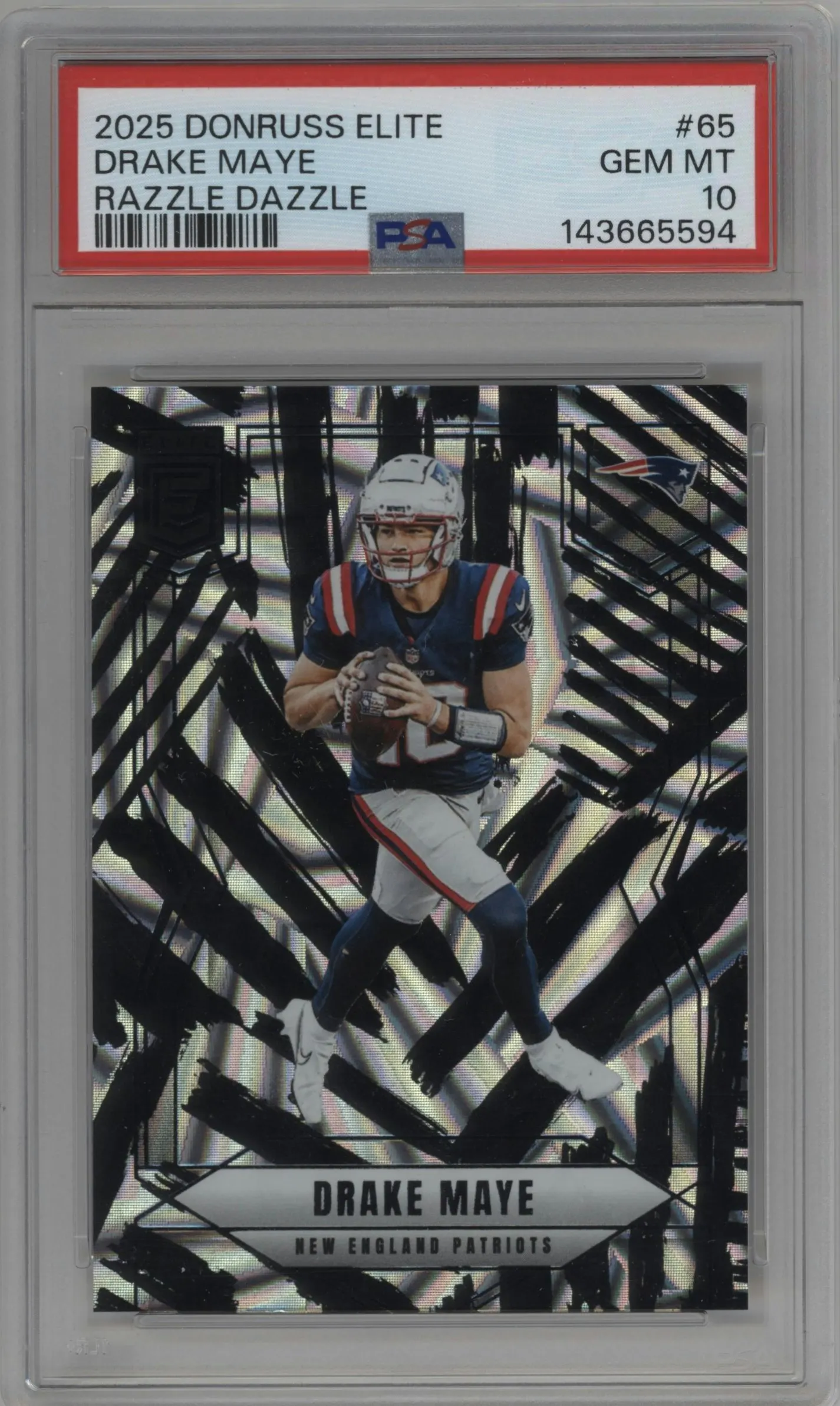 2025 Panini Donruss Elite Drake Maye Razzle Dazzle #65 PSA 10