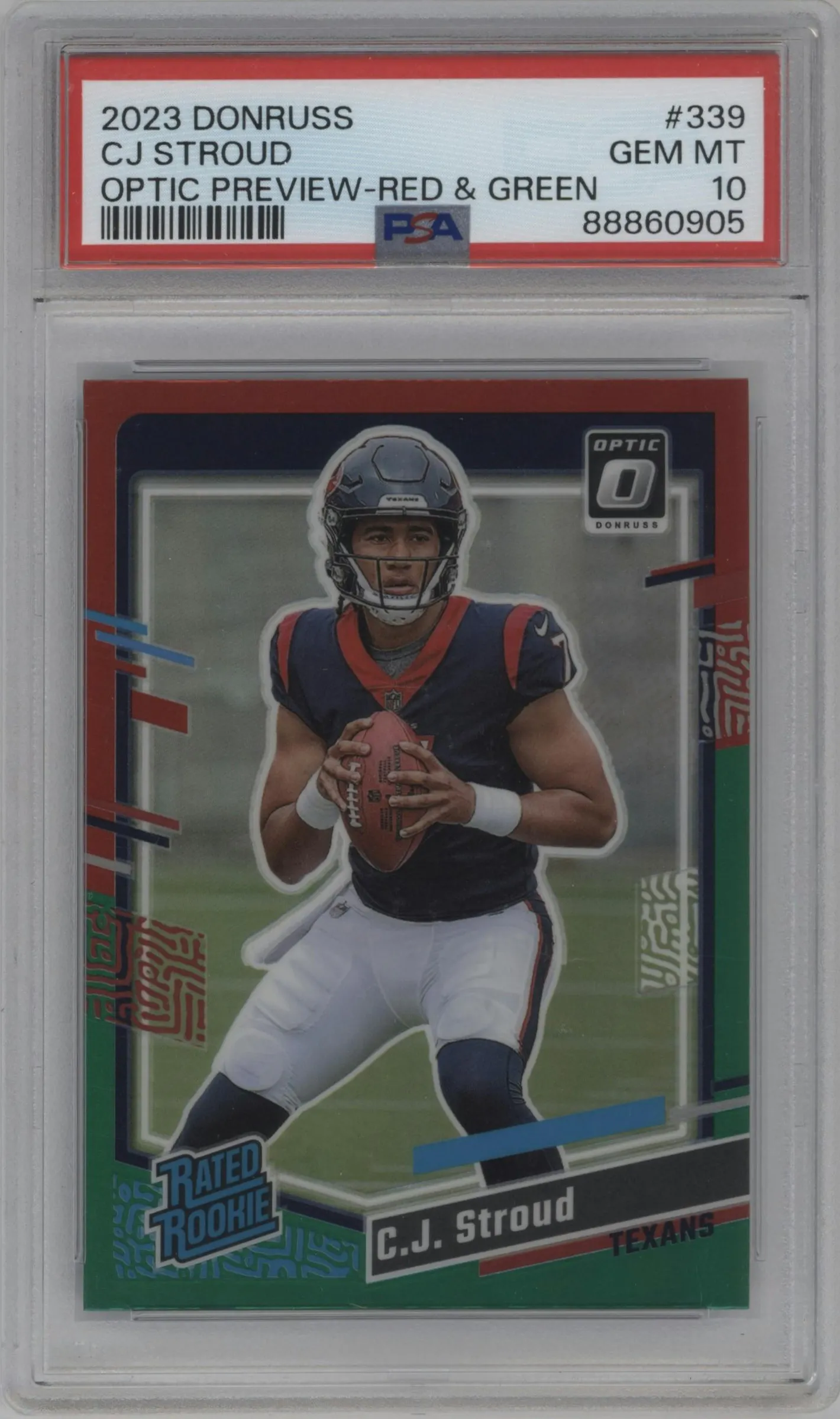 2023 Panini Donruss Opt.Rtd.Rke.Prev. C.J. Stroud Red & Green PSA 10