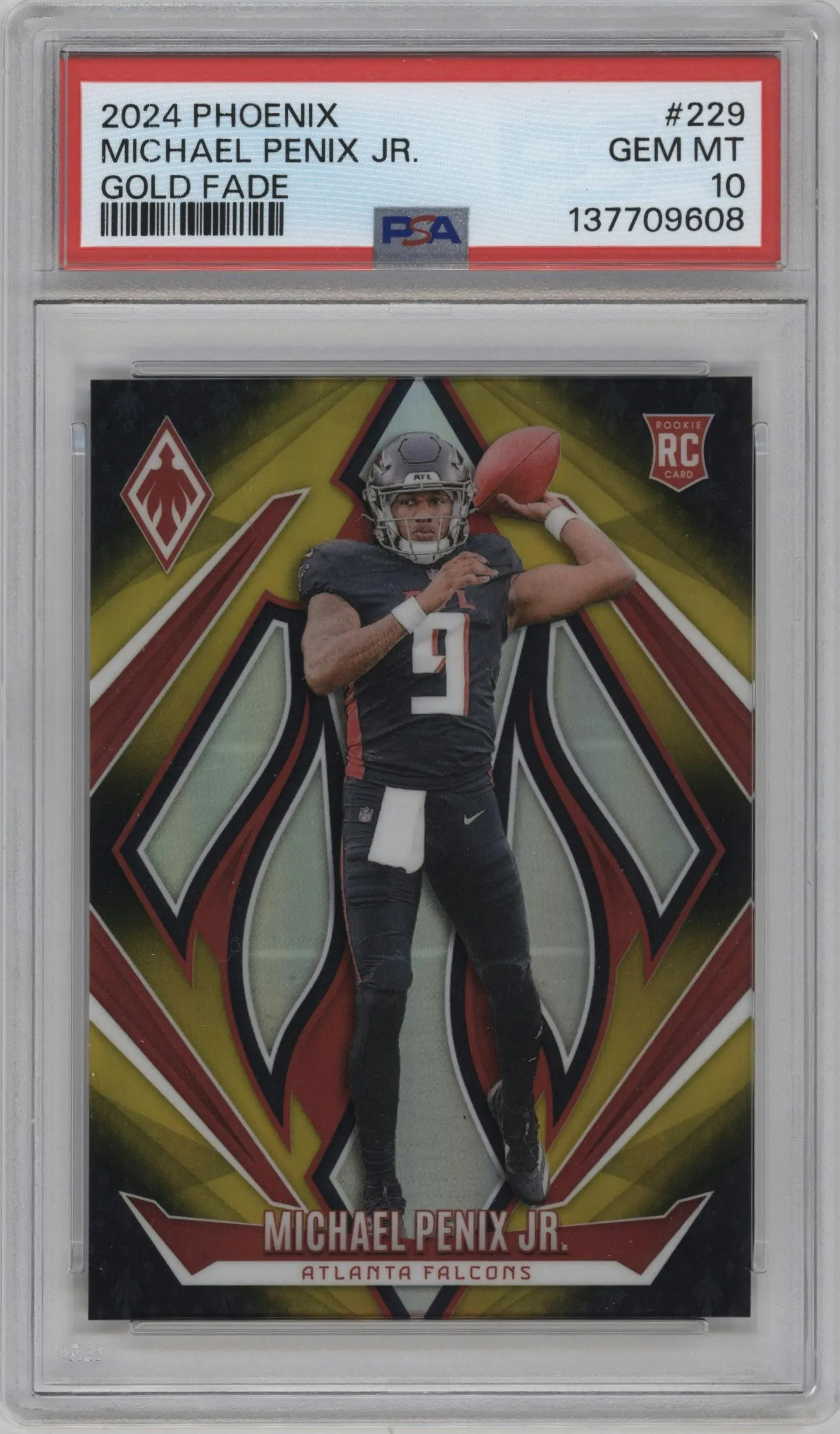 2024 Panini Phoenix Michael Penix Jr. Gold Fade #229 PSA 10