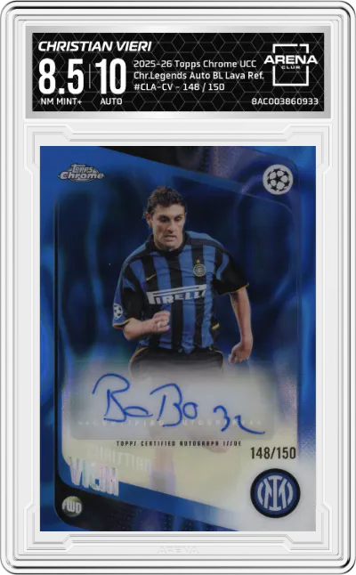 2025 Topps Chrome UEFA Club Competitions Chr.Legends Auto Christian Vieri Blue Lava Refractor ARENA CLUB 8.5