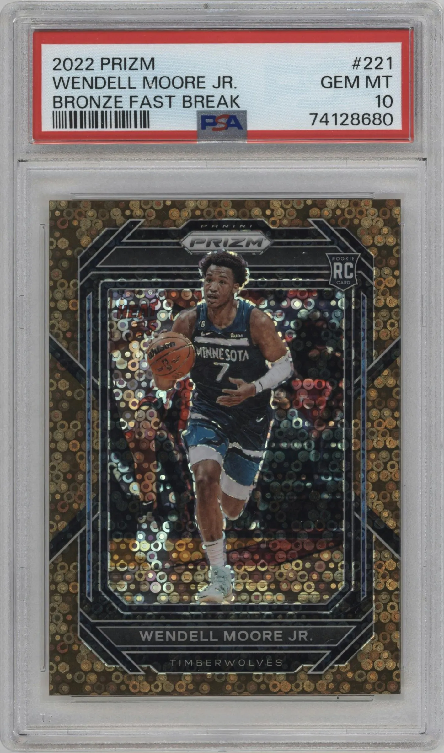 2022 Panini Prizm Wendell Moore Jr. Fast Break Bronze #221 PSA 10