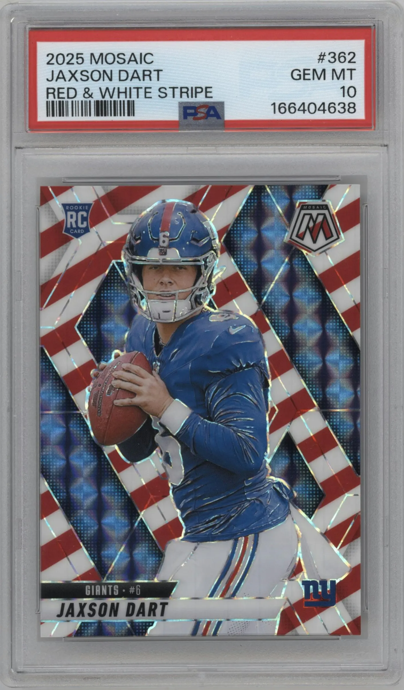 2025 Panini Mosaic Jaxson Dart Red and White Stripe #362 PSA 10