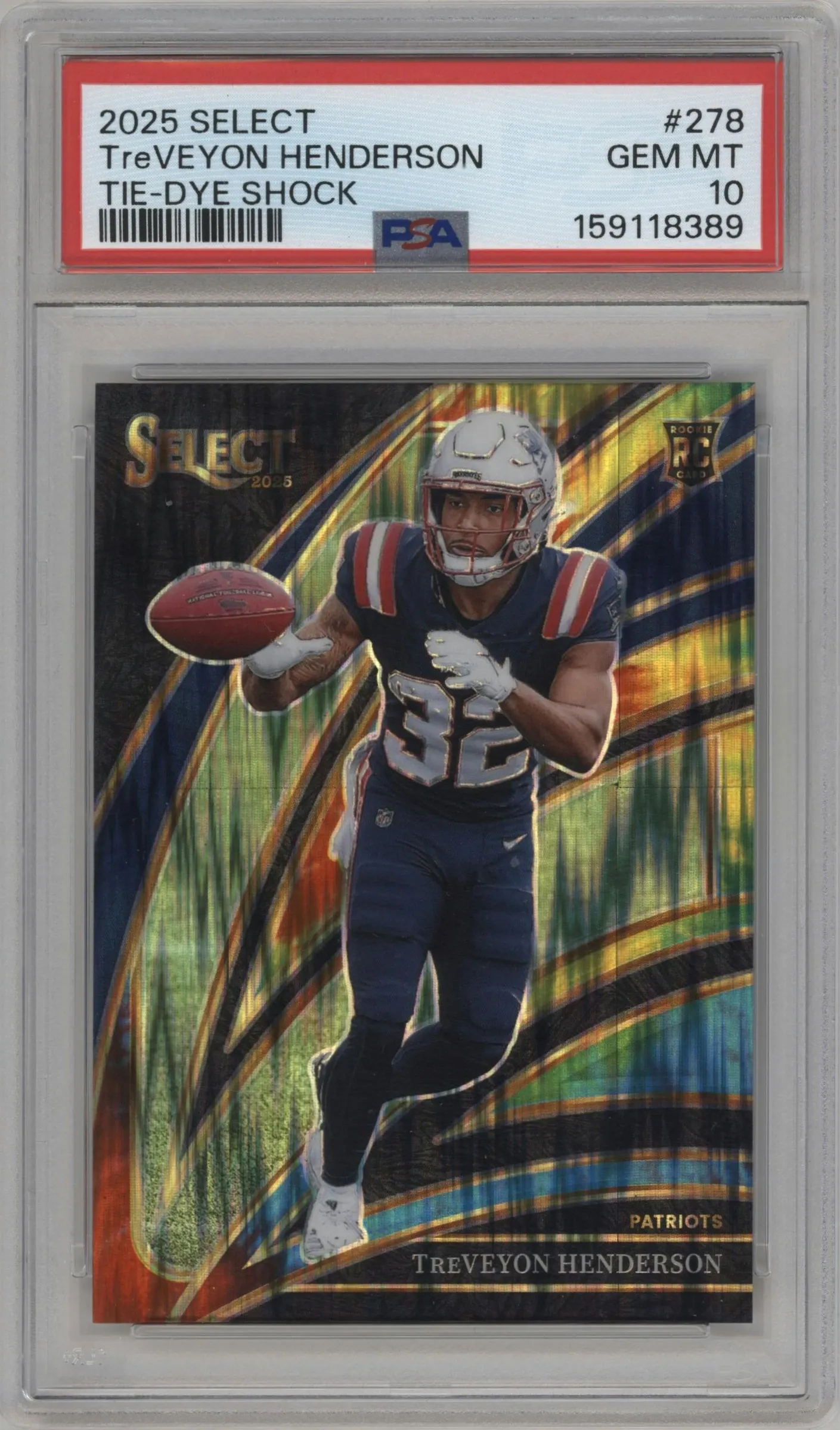 2025 Panini Select Club Lvl. TreVeyon Henderson Tie-Dye Shock #278 PSA 10