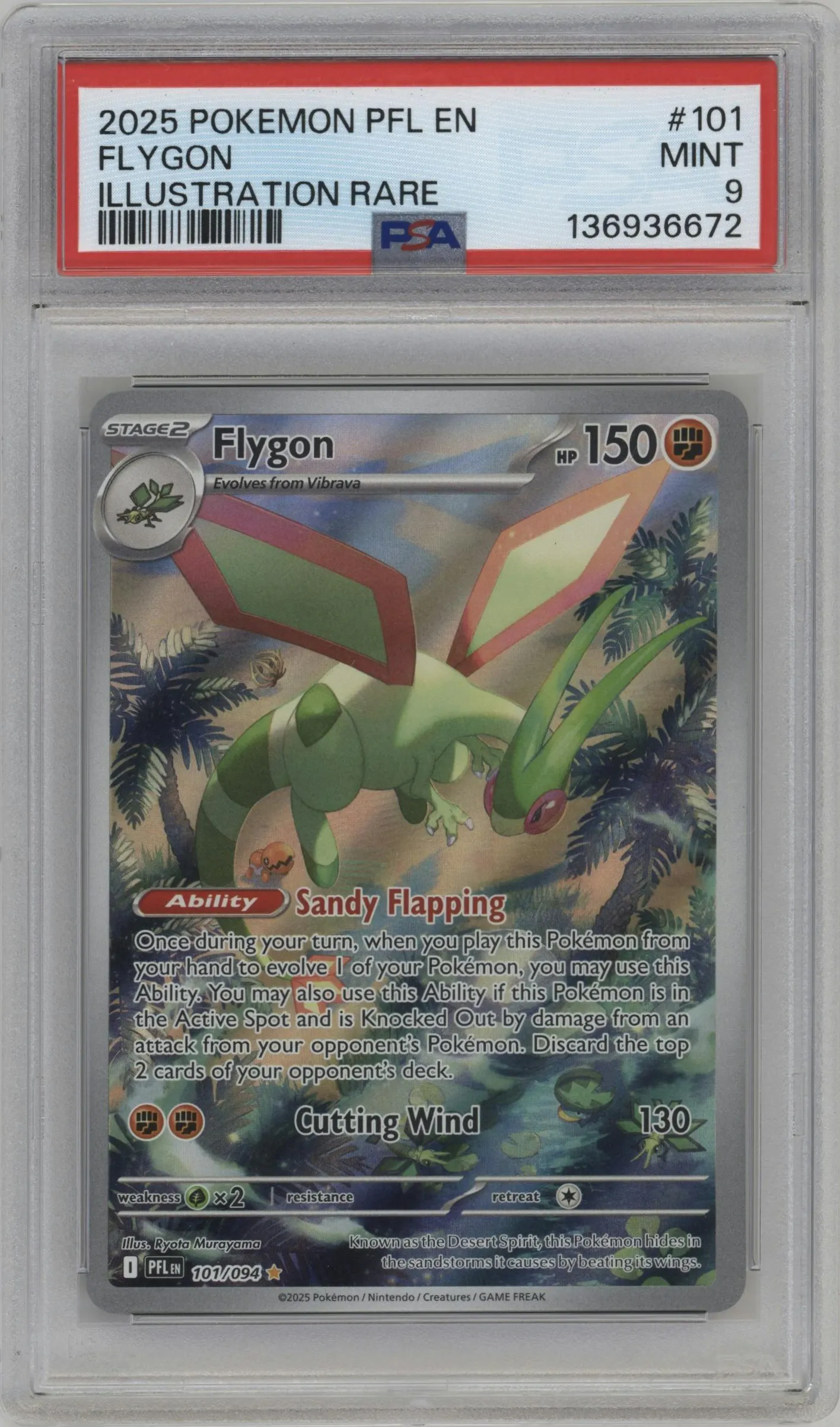2025 Pokemon Mega Evolution Phan. Flames Flygon #101 PSA 9