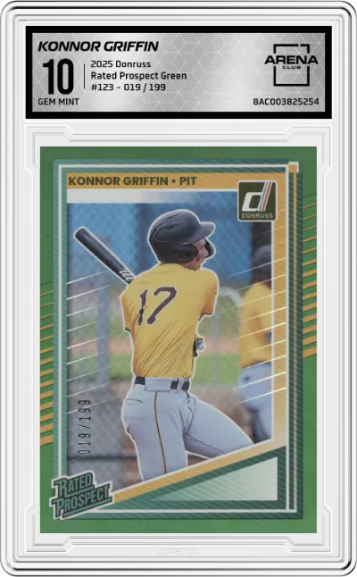2025 Donruss Rated Prospect Konnor Griffin Green #123 ARENA CLUB 10