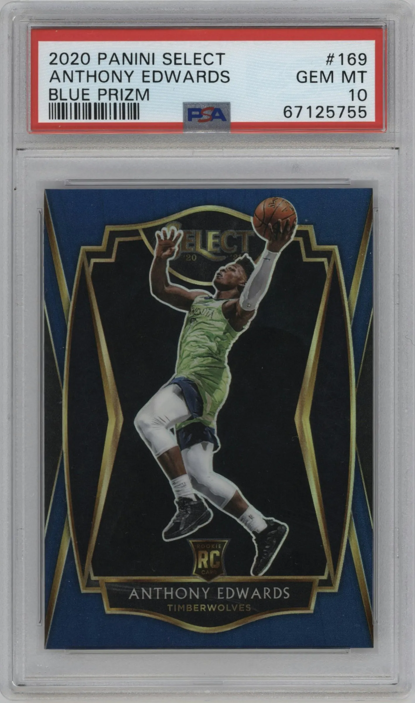 2020 Panini Select Pre.Lvl. Anthony Edwards Blue Prizm #169 PSA 10