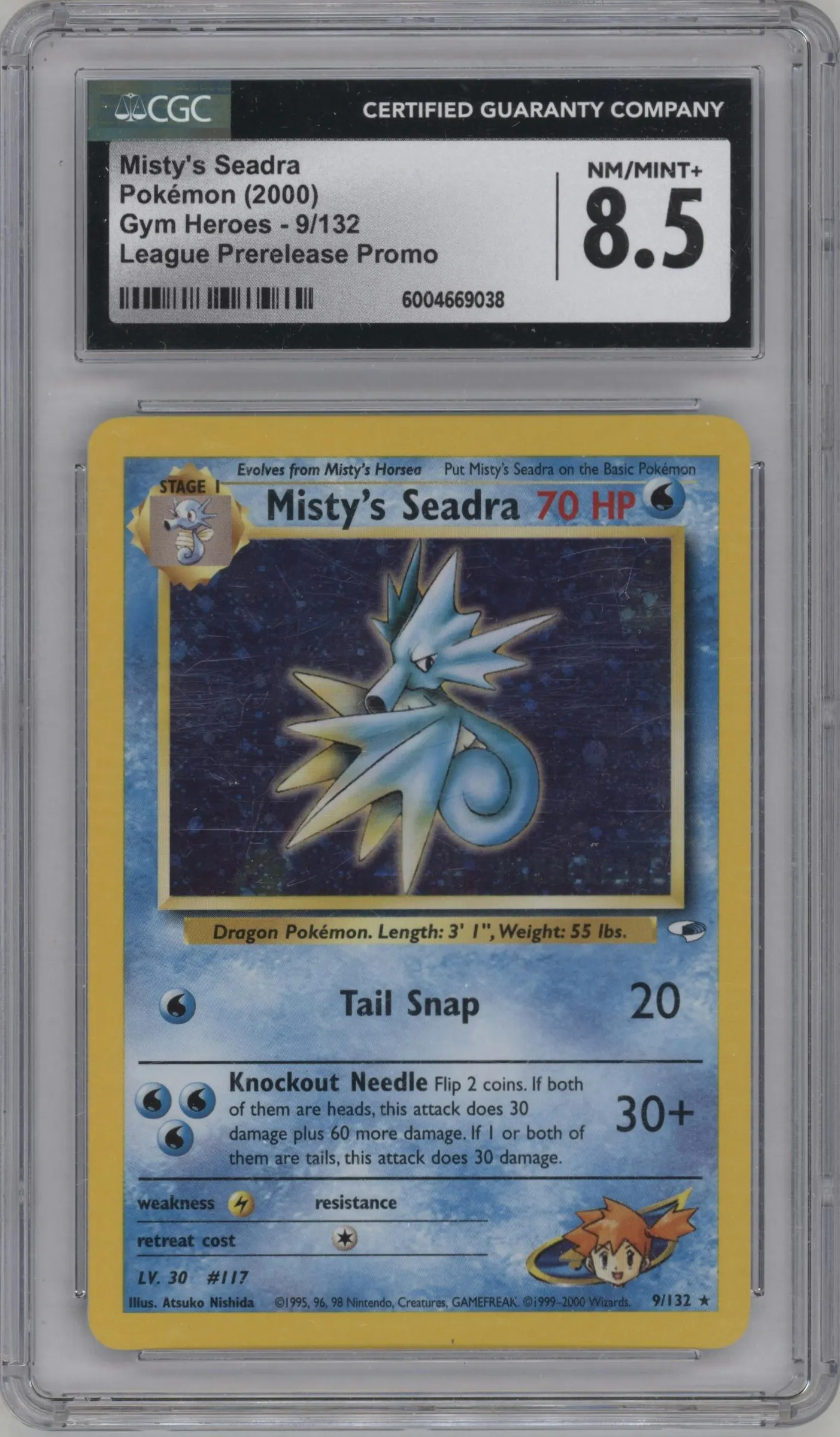 2000 Pokemon GH Gym Heroes Misty's Seadra Pre-Release #9 CGC 8.5