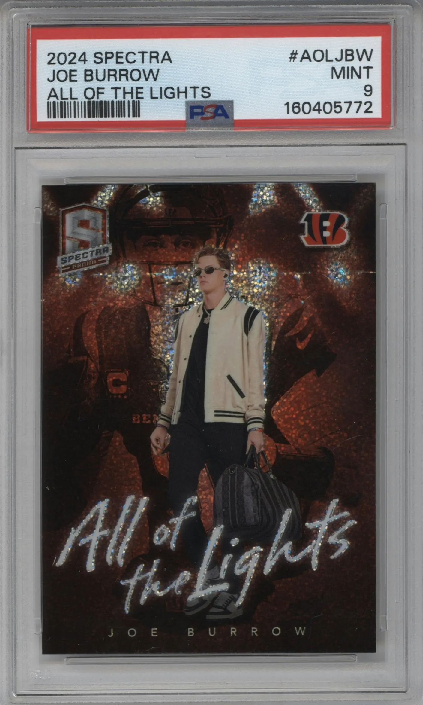 2024 Panini Spectra All of the Lights Joe Burrow #AOL-JBW PSA 9