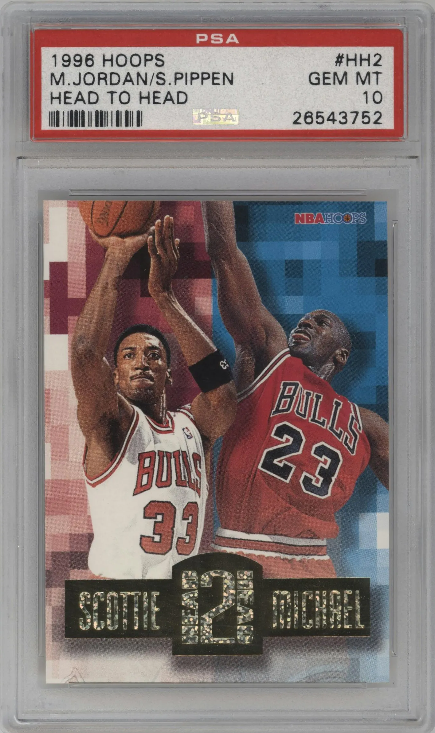 1996 NBA Hoops Head 2 Head Scottie Pippen/Michael Jordan #HH2 PSA 10