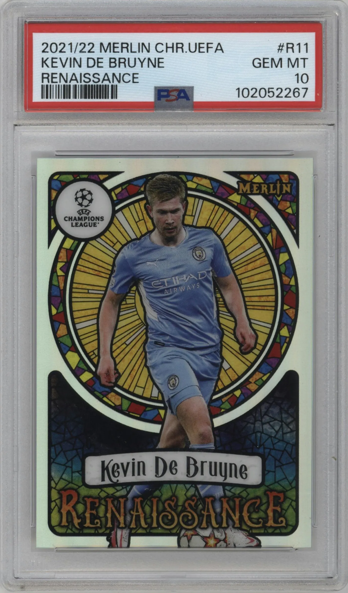 2021 Topps Merlin Chrome UEFA League Renaissance Kevin De Bruyne #R-11 PSA 10