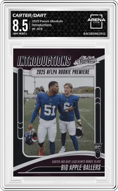 2025 Panini Absolute Introductions Abdul Carter/Jaxson Dart #I-ACR ARENA CLUB 8.5