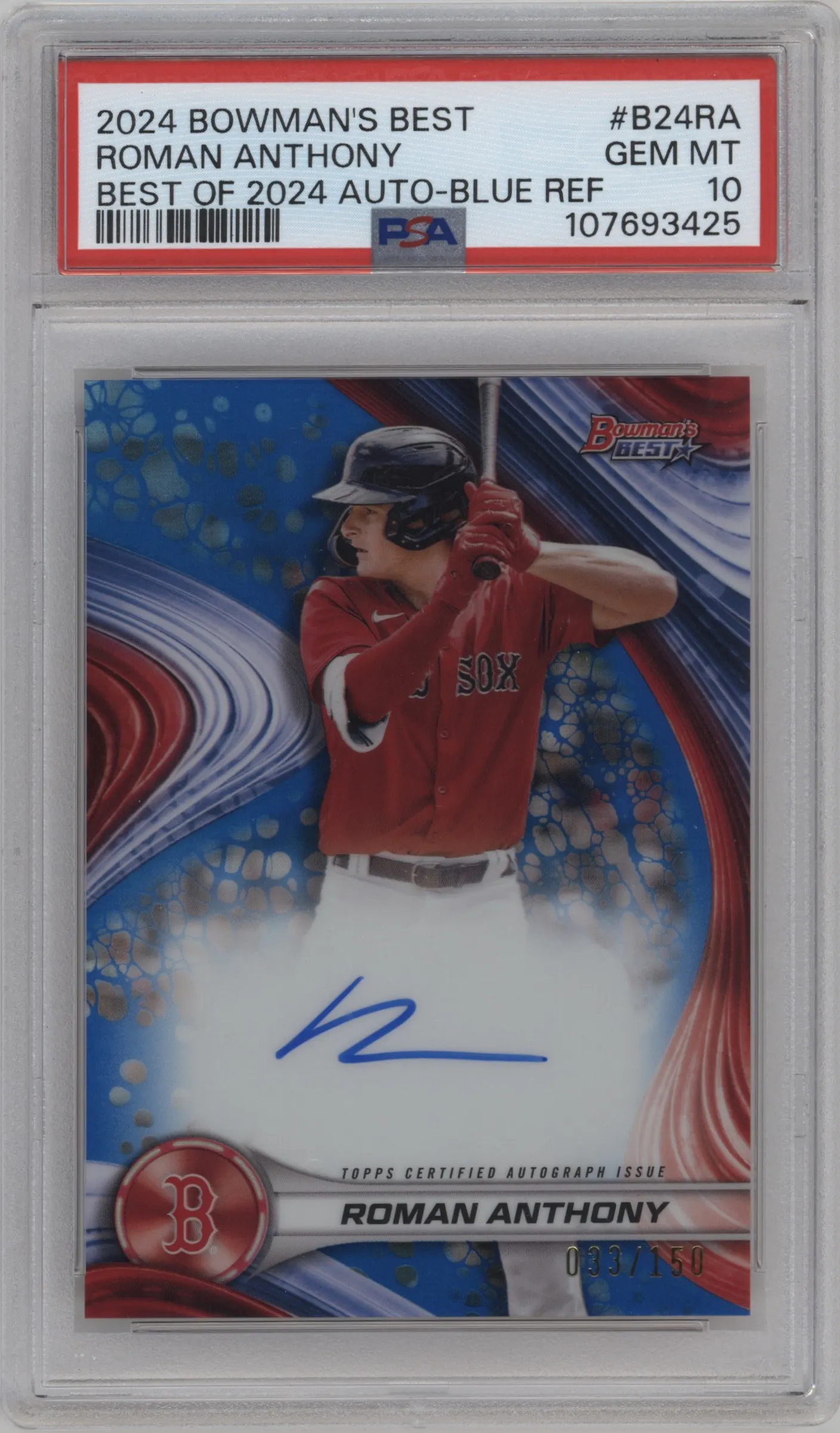 2024 Bowman's Best Best of 24 Auto Roman Anthony Blue Ref. #B24-RA PSA 10