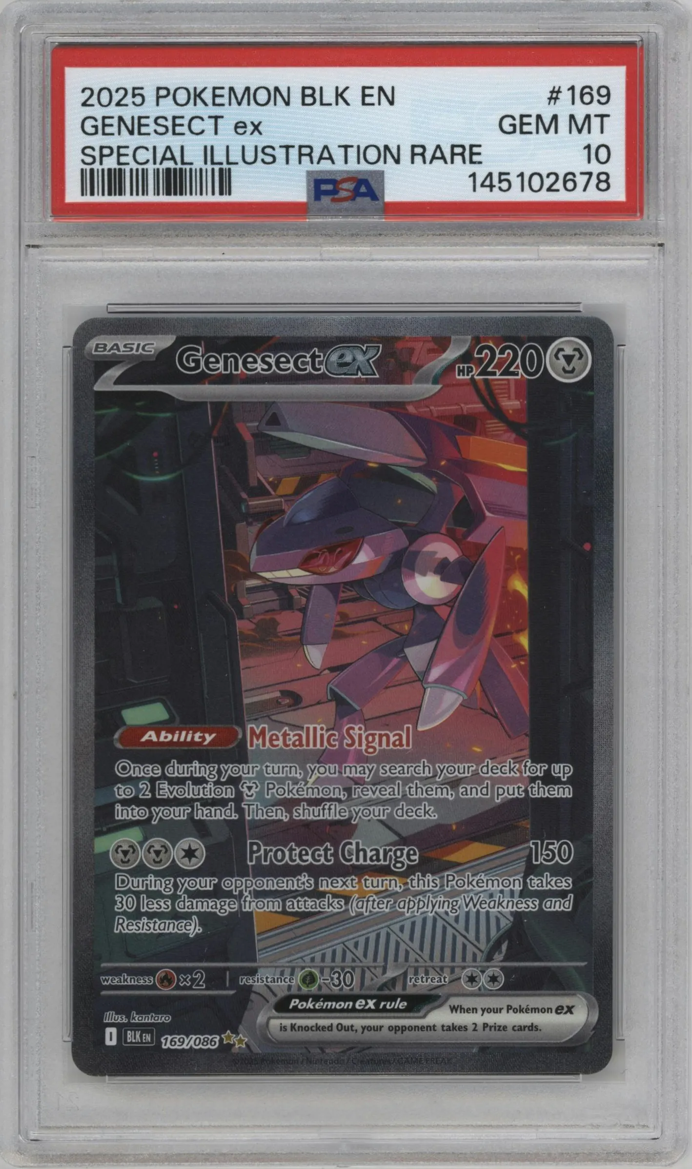 2025 Pokemon SV Black Bolt Genesect ex #169 PSA 10